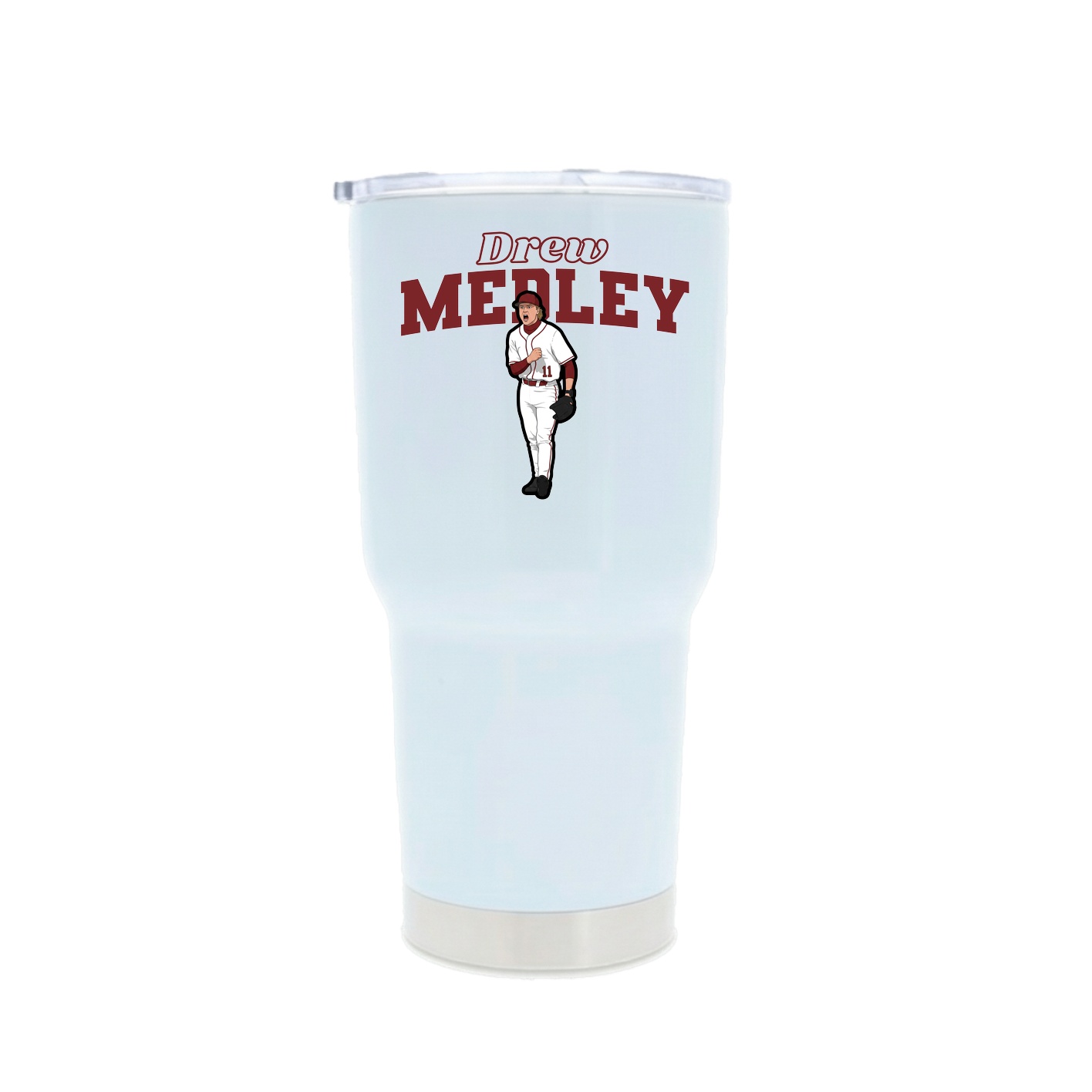 30oz Stainless Steel Tumbler — Name Arch in White
