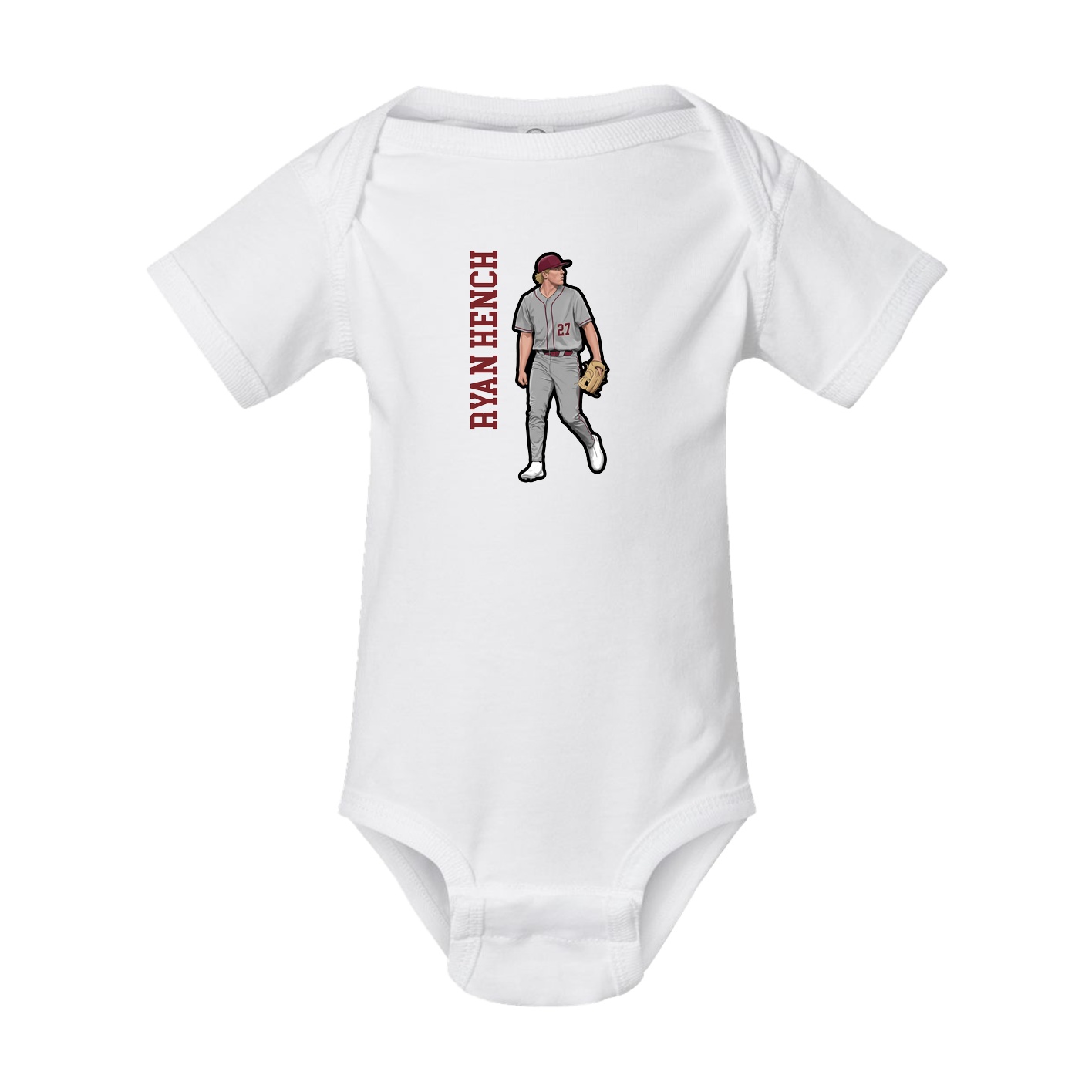 Baby Onesie — Name Vertical in White