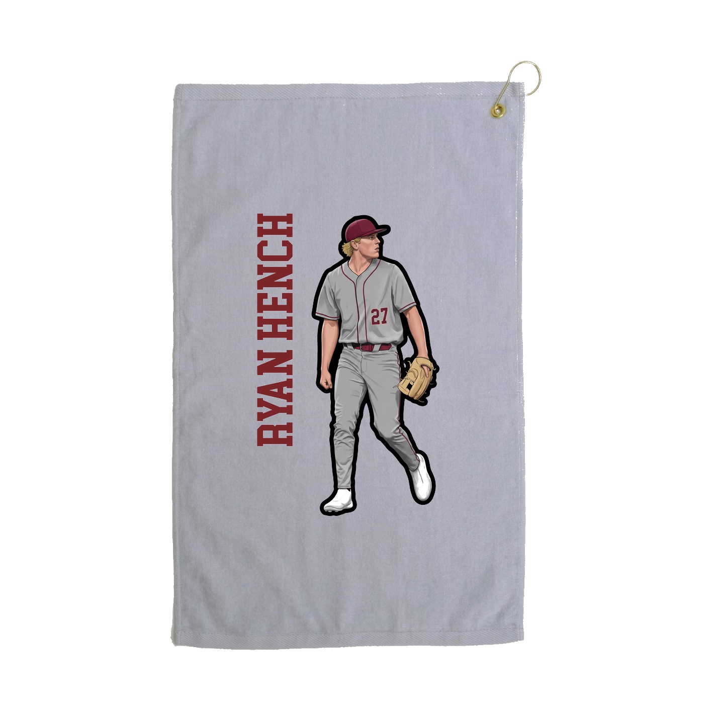 Golf Towel — Name Vertical in Grey