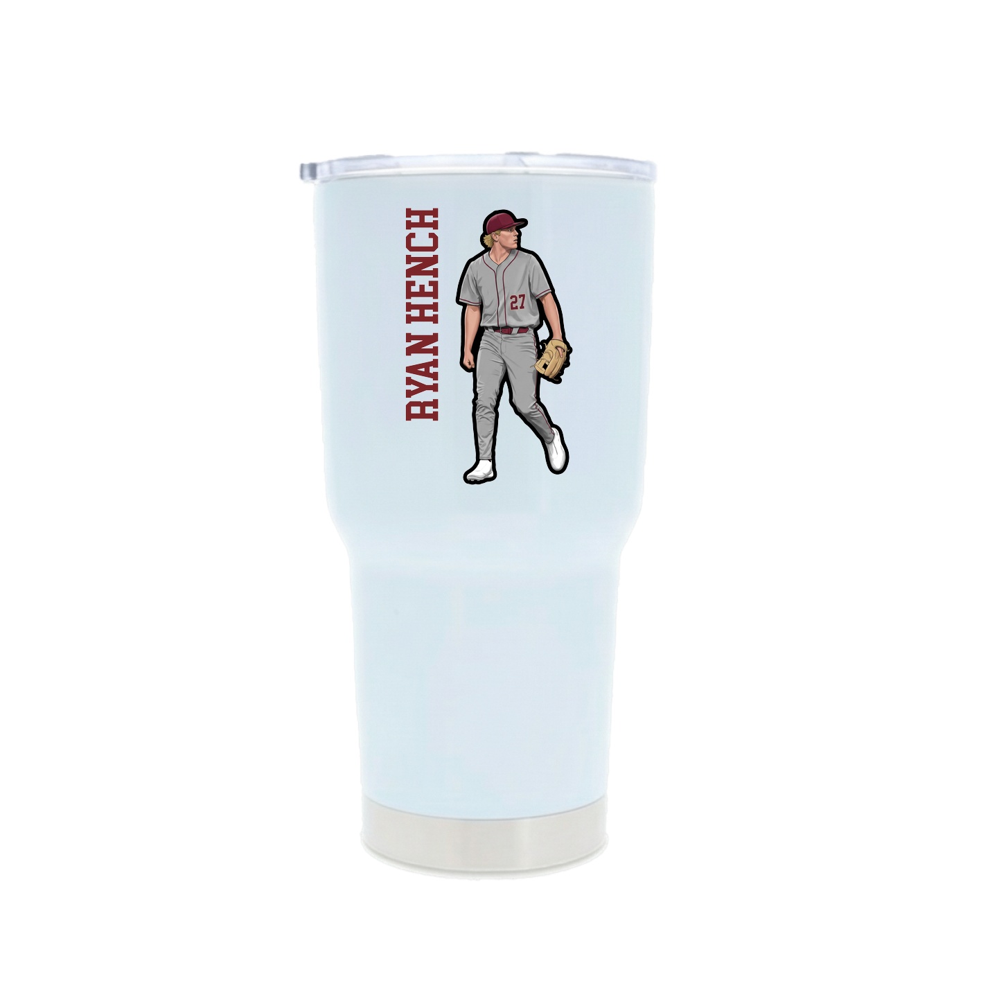 30oz Stainless Steel Tumbler — Name Vertical in White