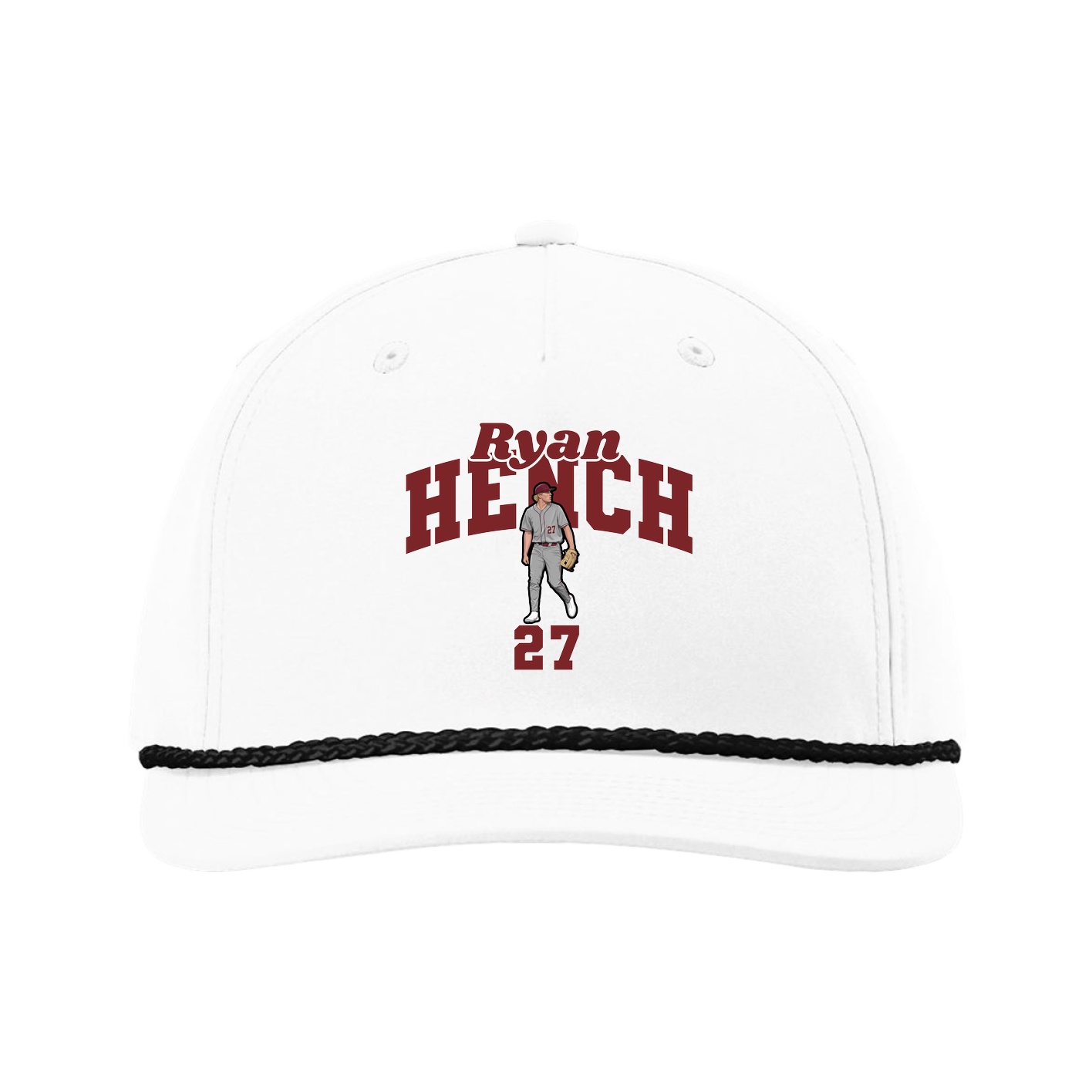 Five-Panel Classic Rope Cap — Signature Arch in White