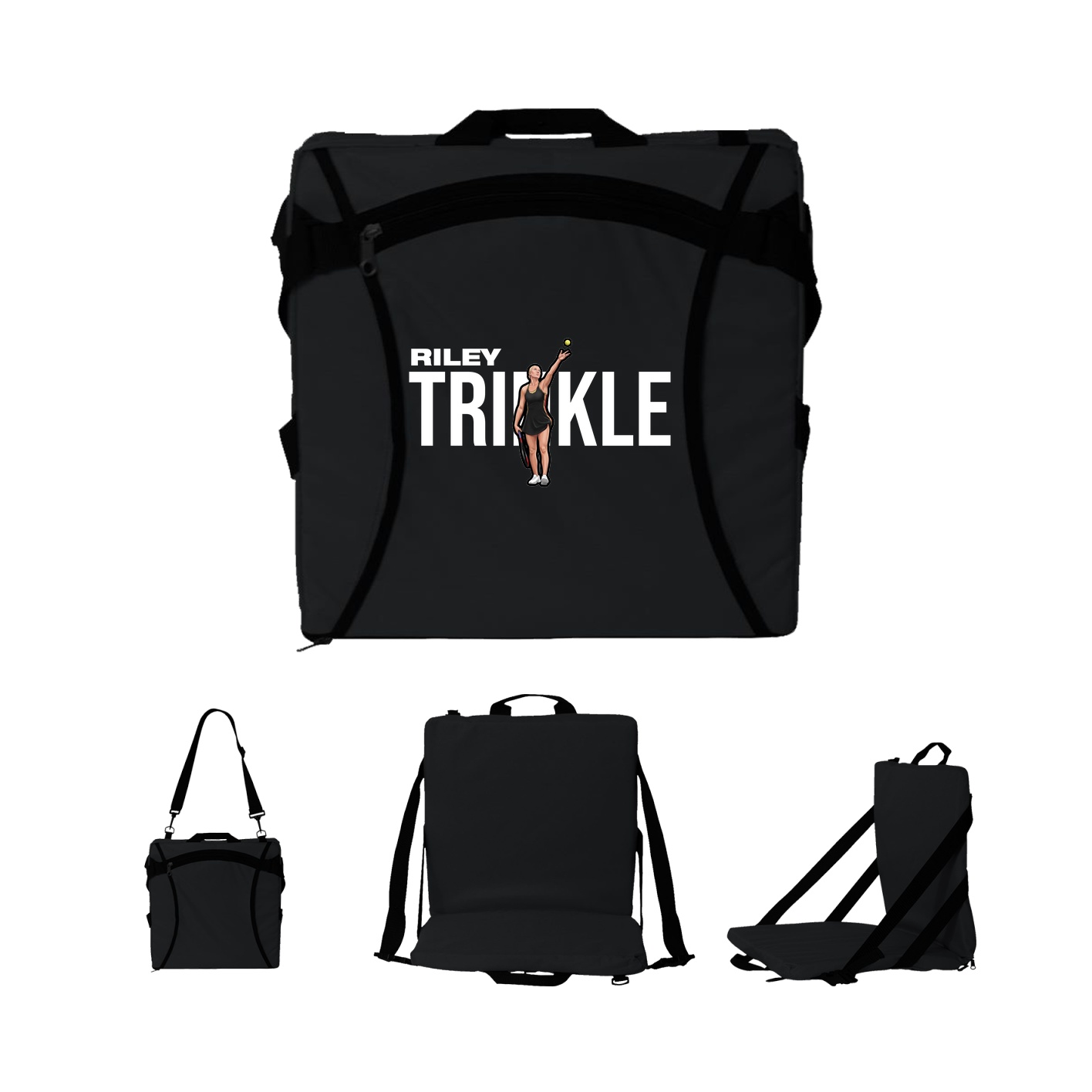 Folding Stadium Seat — Player Name in Black