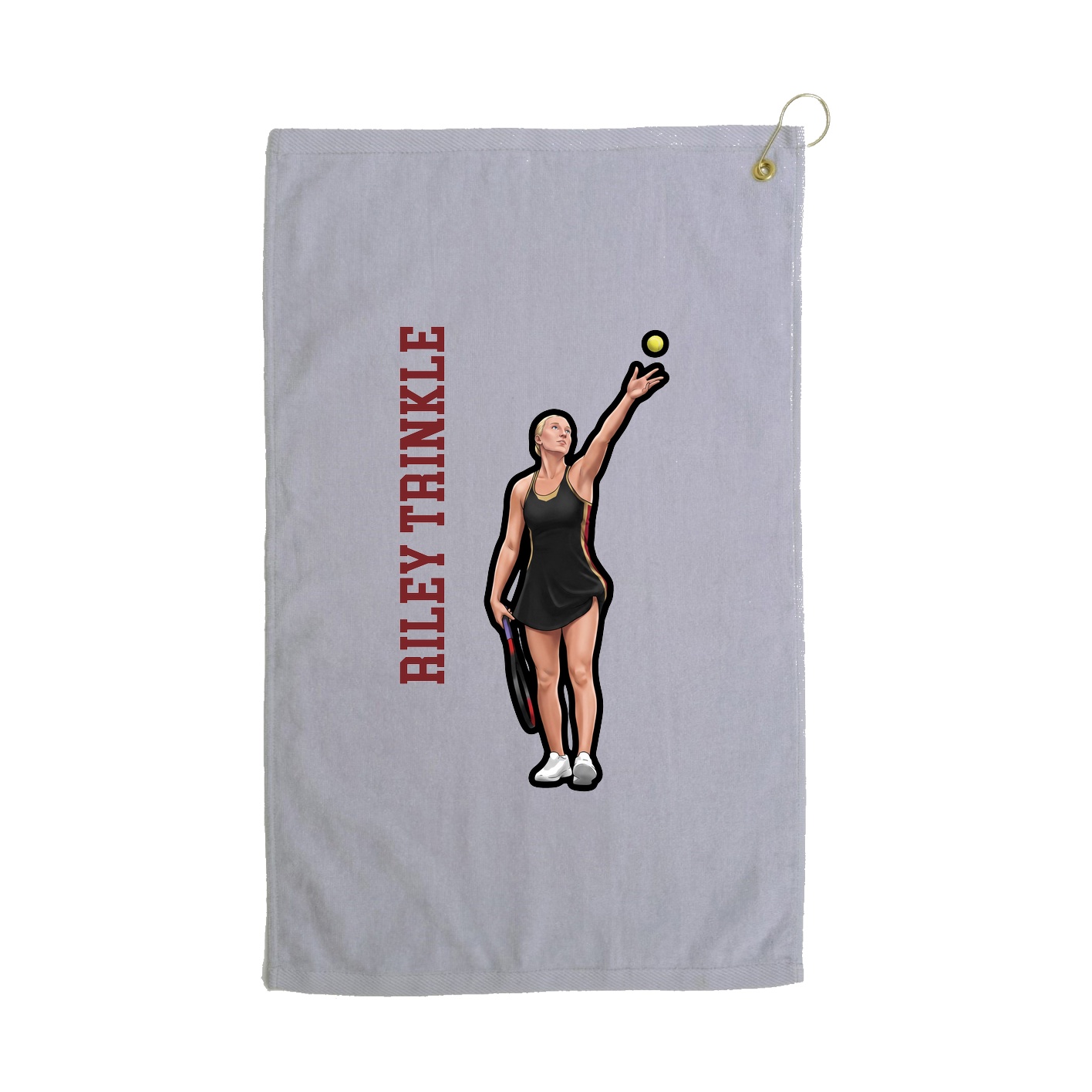 Golf Towel — Name Vertical in Grey