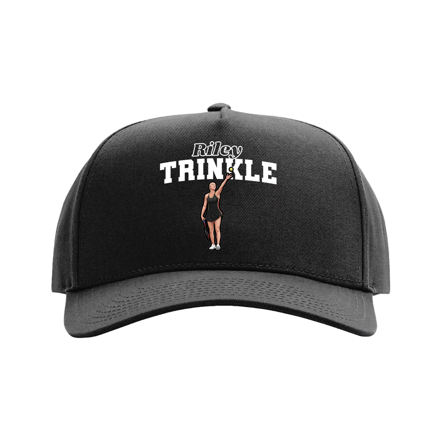 Full Fabric Five-Panel Champ Cap — Name Arch in Black