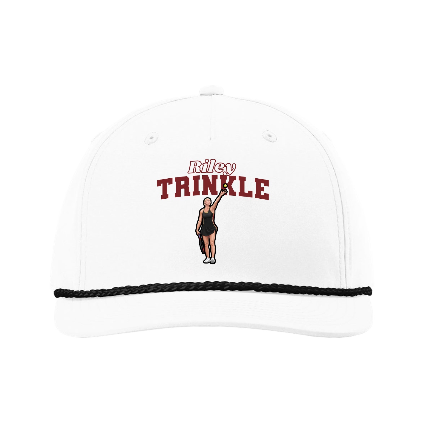 Five-Panel Classic Rope Cap — Name Arch in White