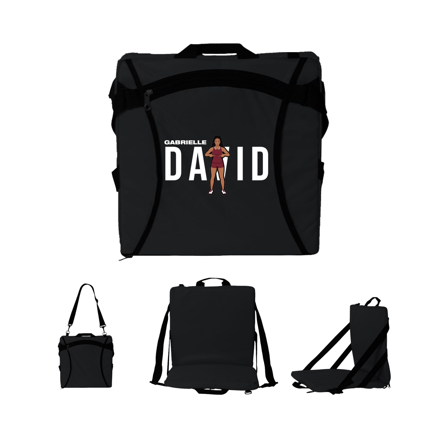 Folding Stadium Seat — Player Name in Black