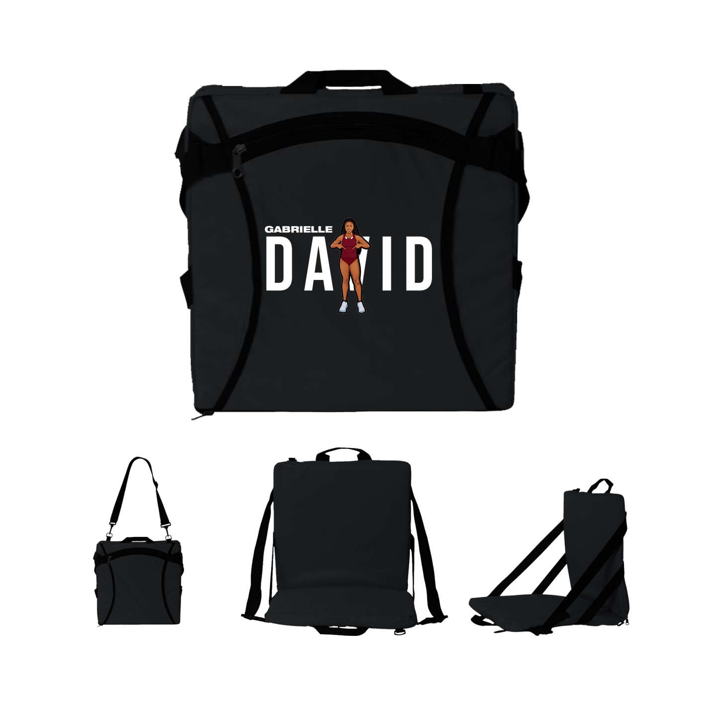 Folding Stadium Seat — Player Name in Black