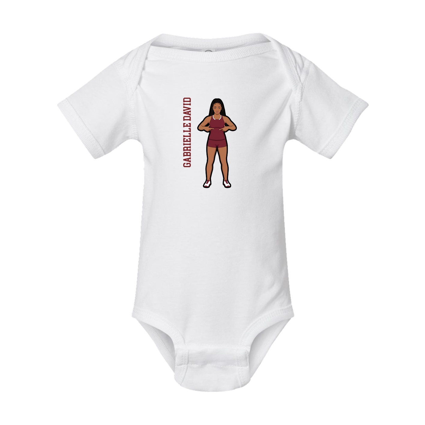 Baby Onesie — Name Vertical in White