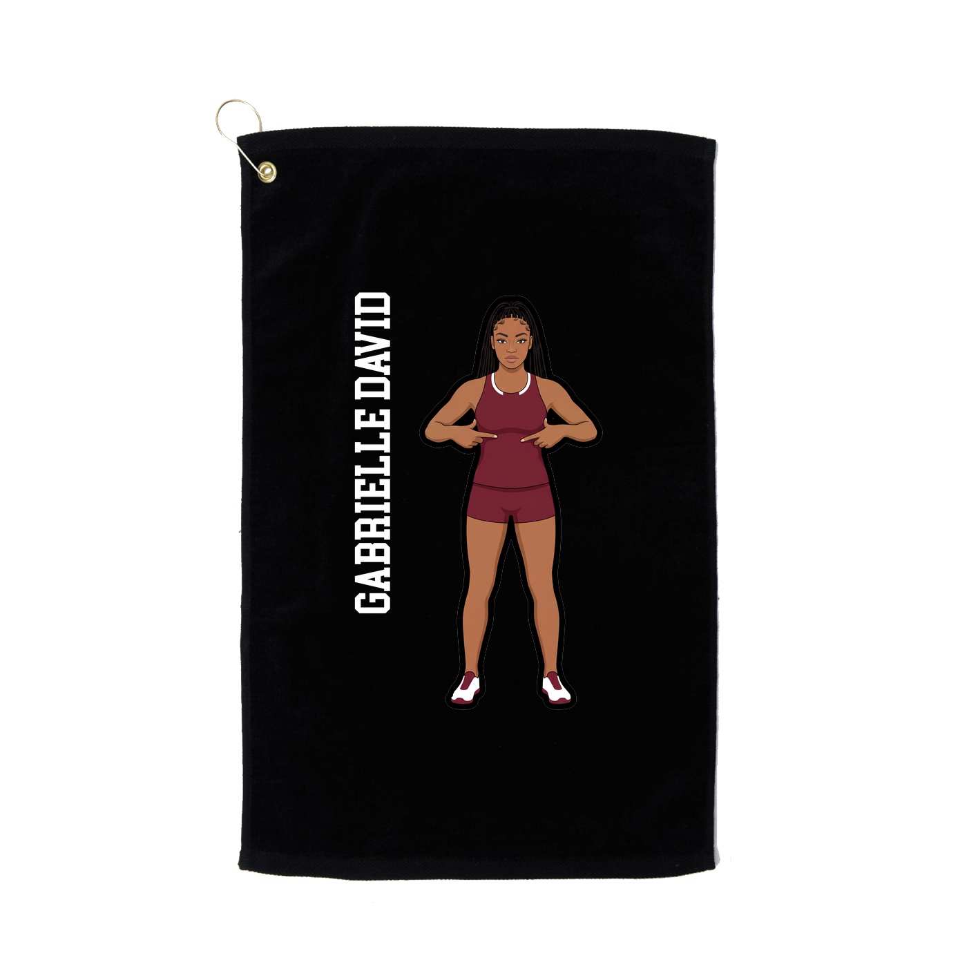Golf Towel — Name Vertical in Black