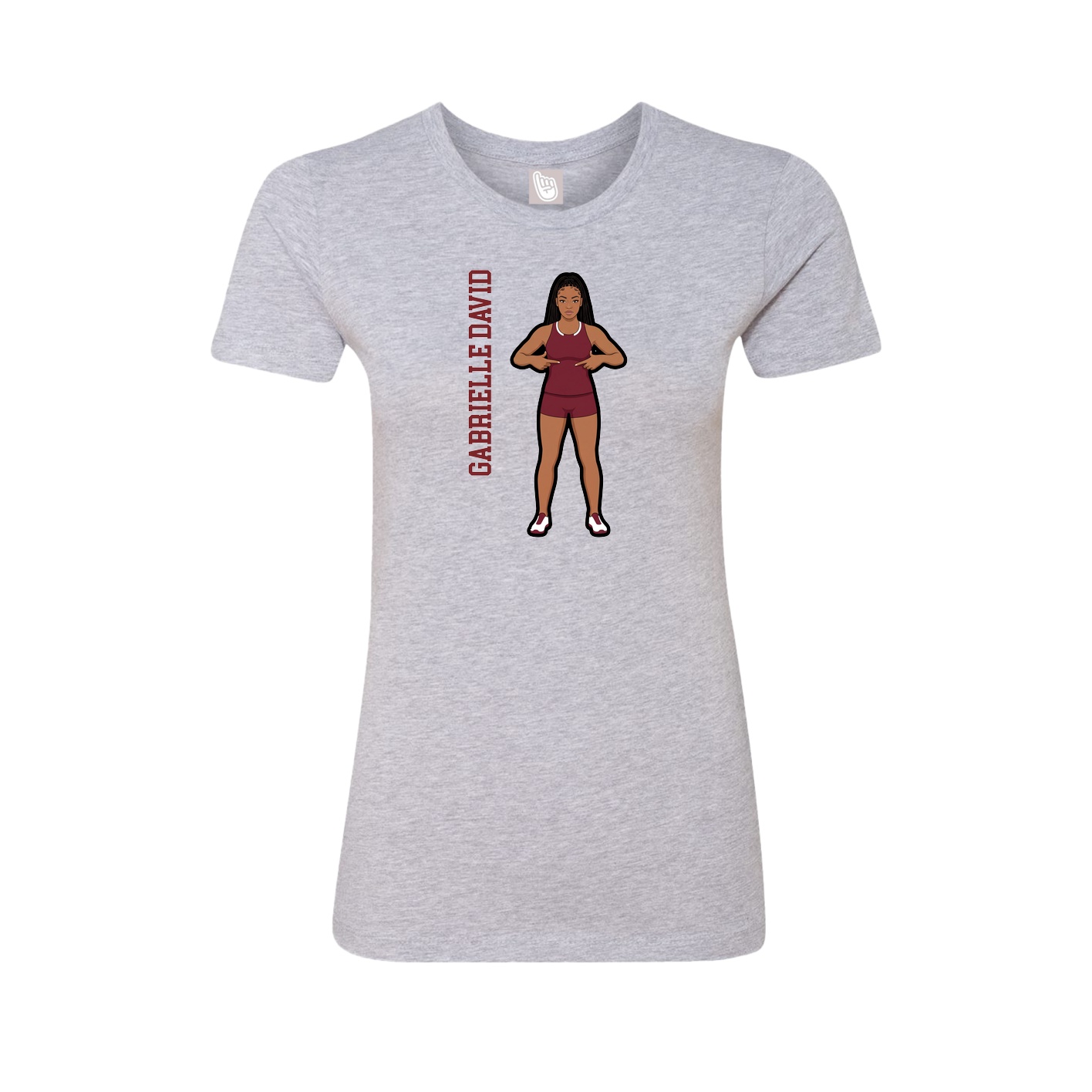 Fitted Women's Tee — Name Vertical in Grey