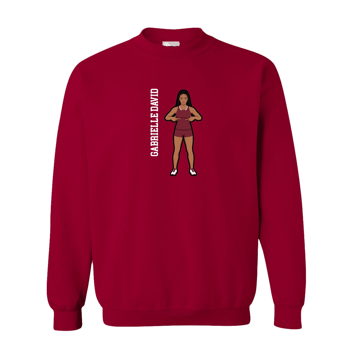 Fleece Crew — Name Vertical in Cardinal