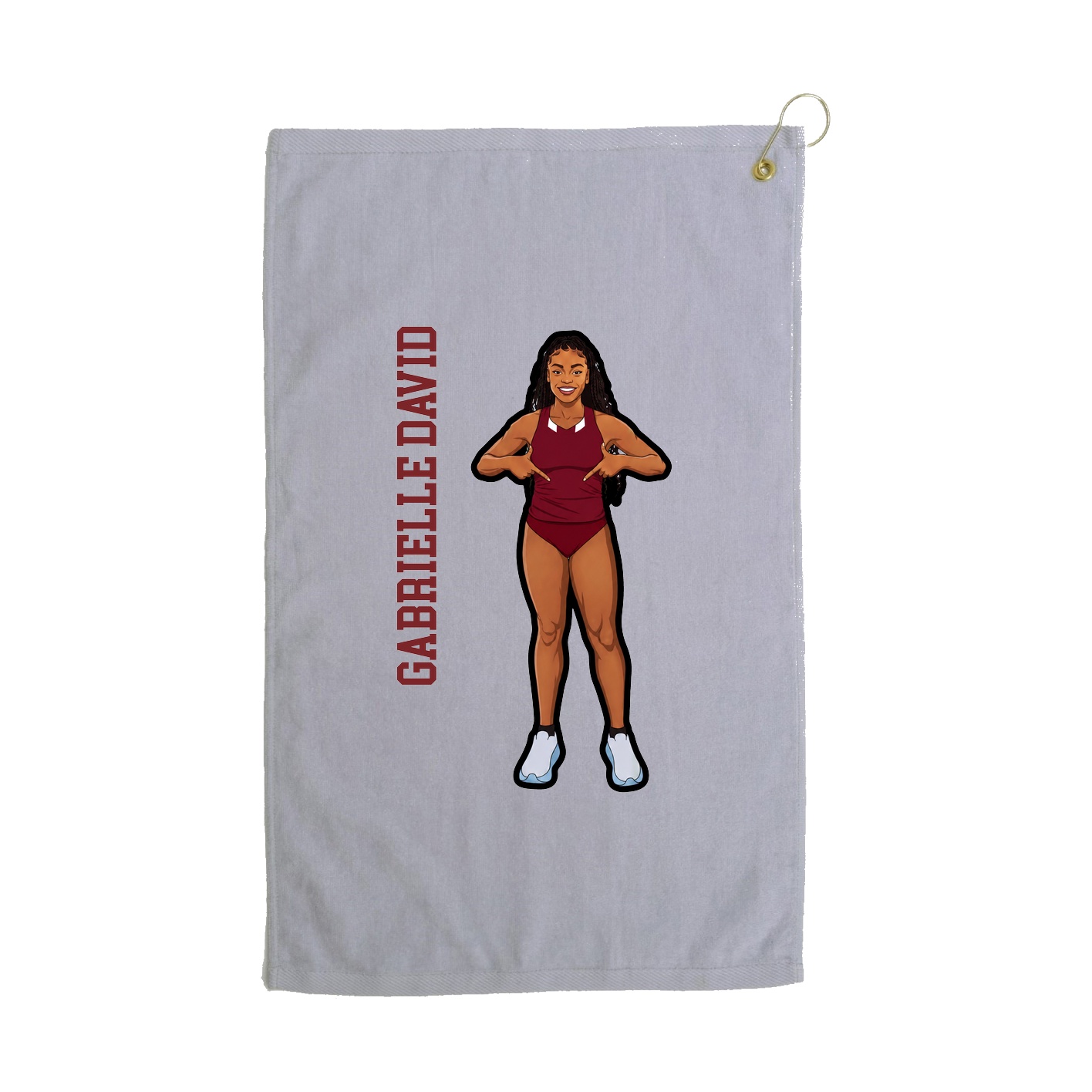 Golf Towel — Name Vertical in Grey