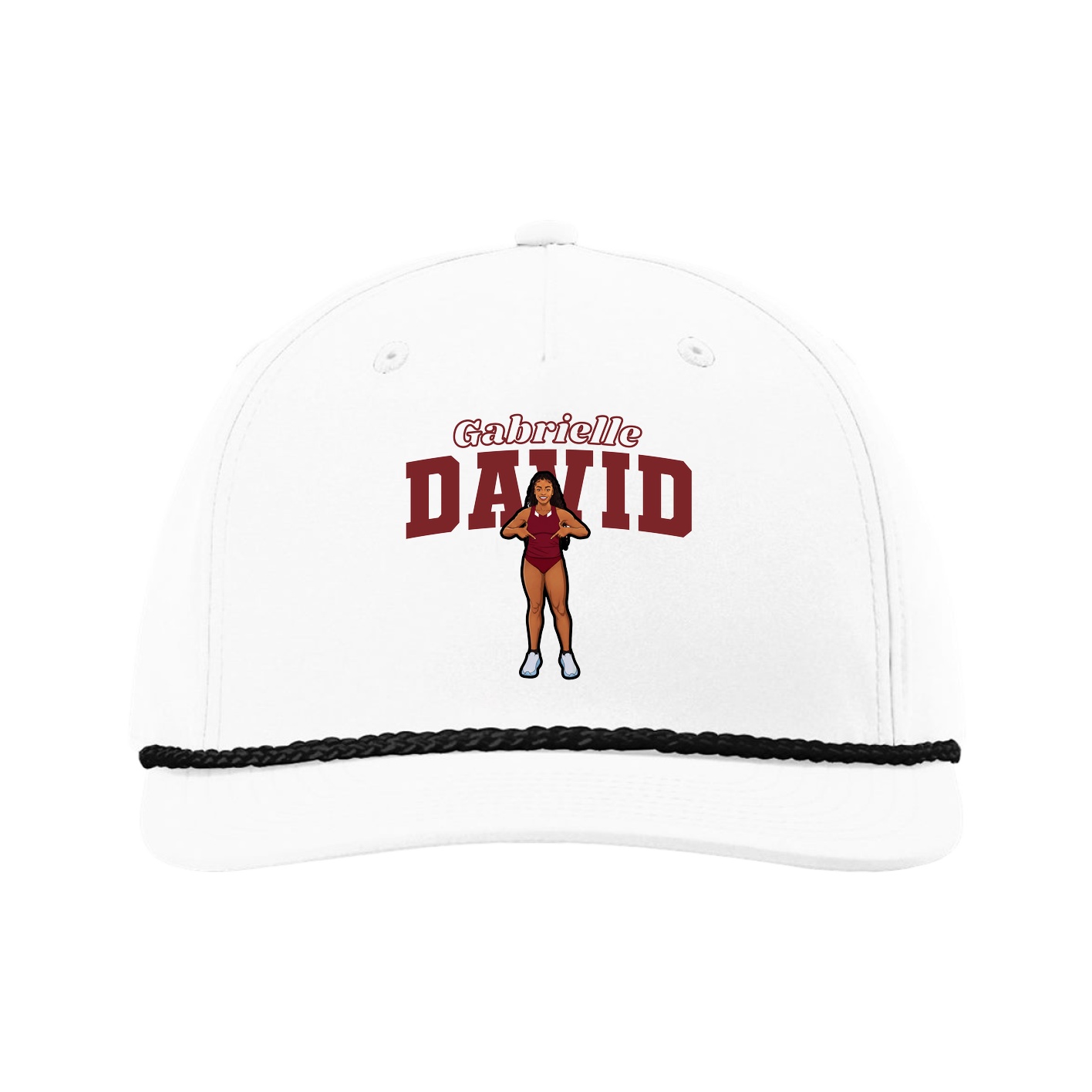 Five-Panel Classic Rope Cap — Name Arch in White
