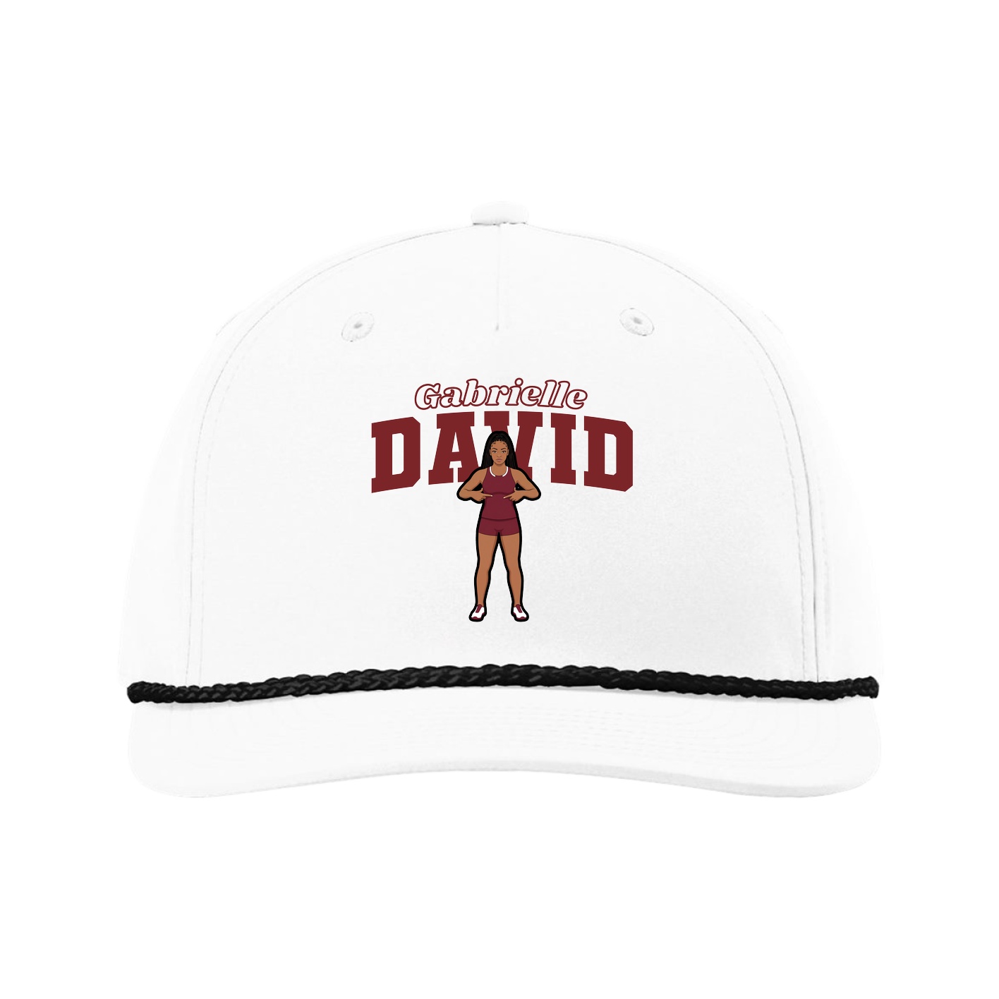 Five-Panel Classic Rope Cap — Name Arch in White
