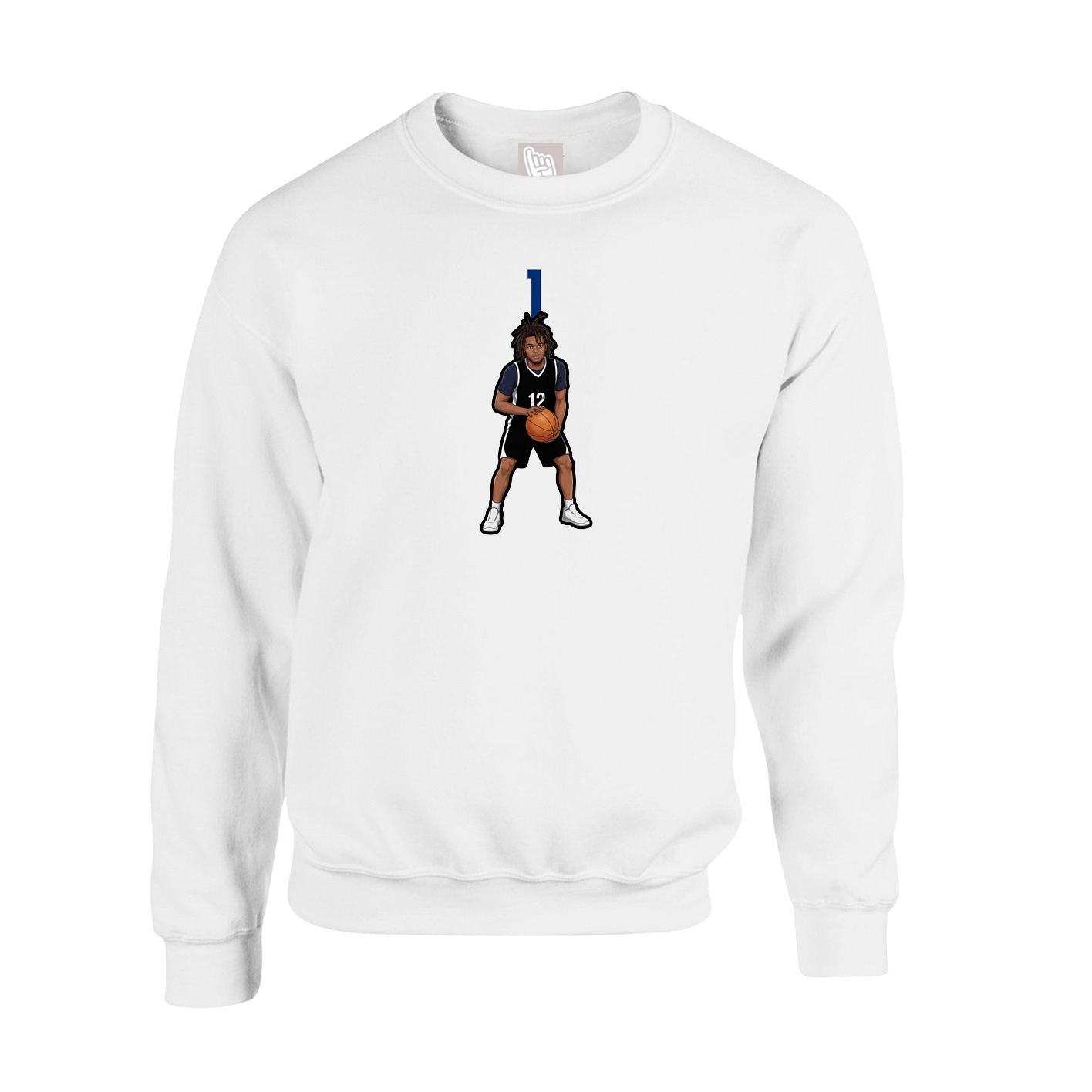Fleece Crew — Number Top in White