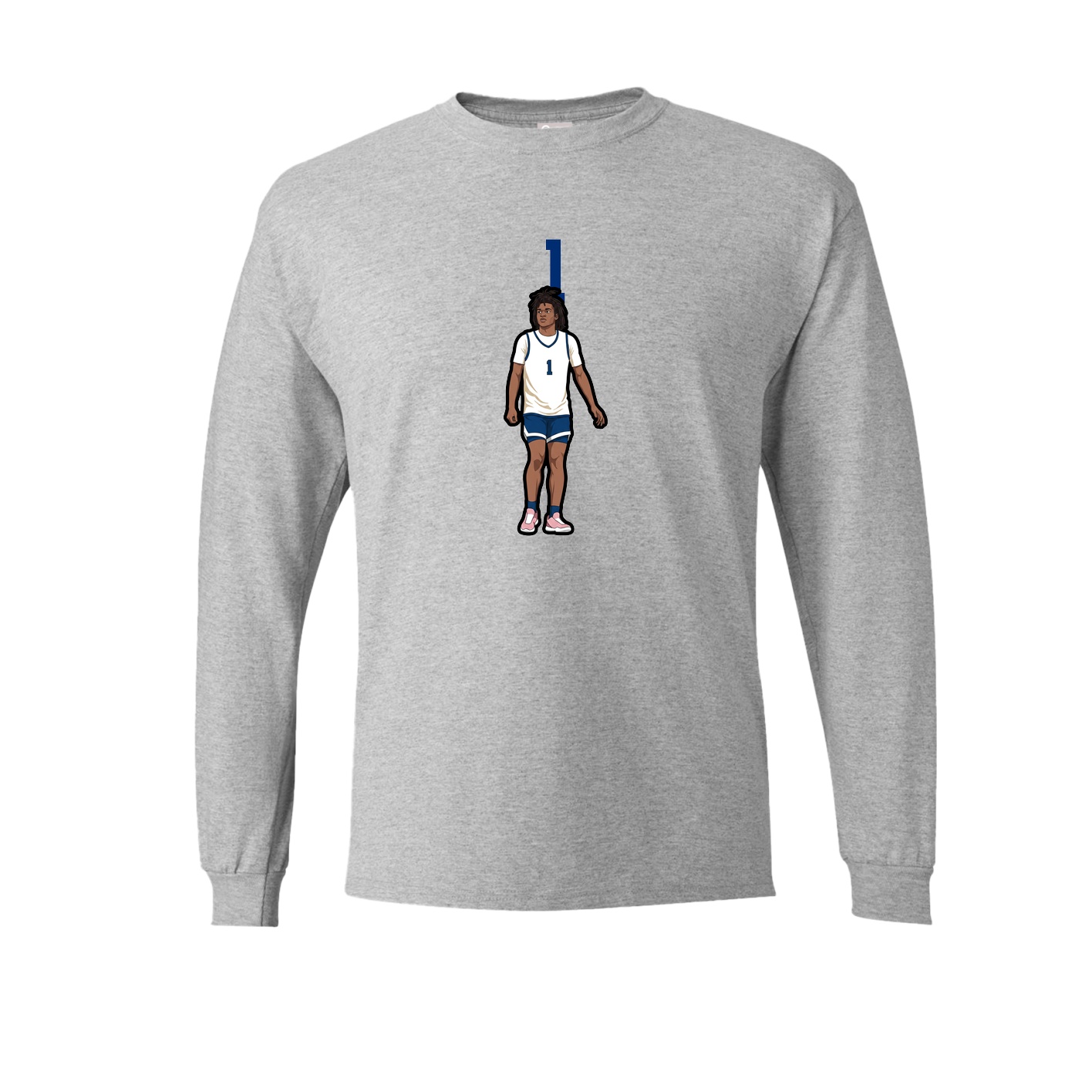 Long Sleeve Tee — Number Top in Grey