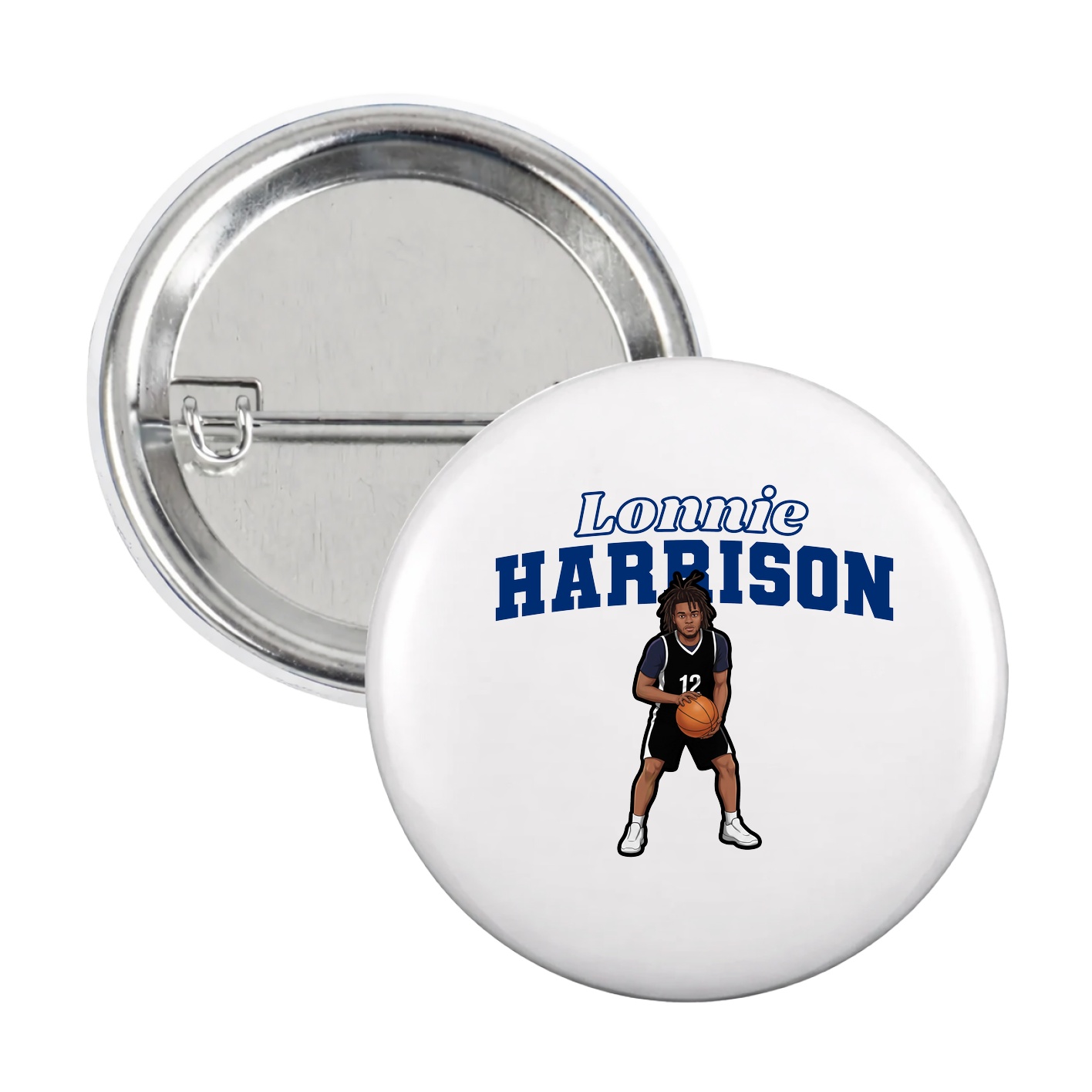 Game Day Button — Name Arch in White