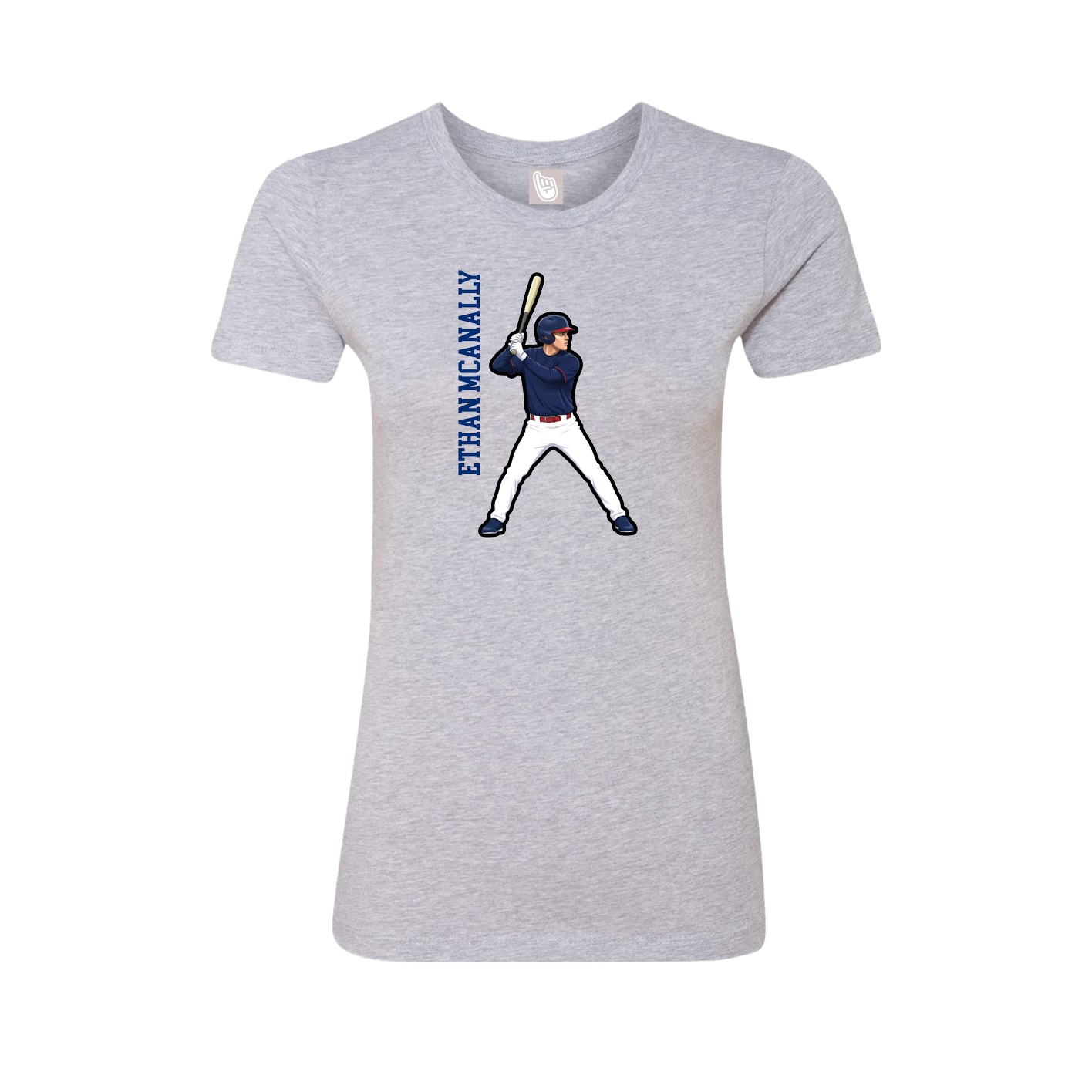 Fitted Women's Tee — Name Vertical in Grey