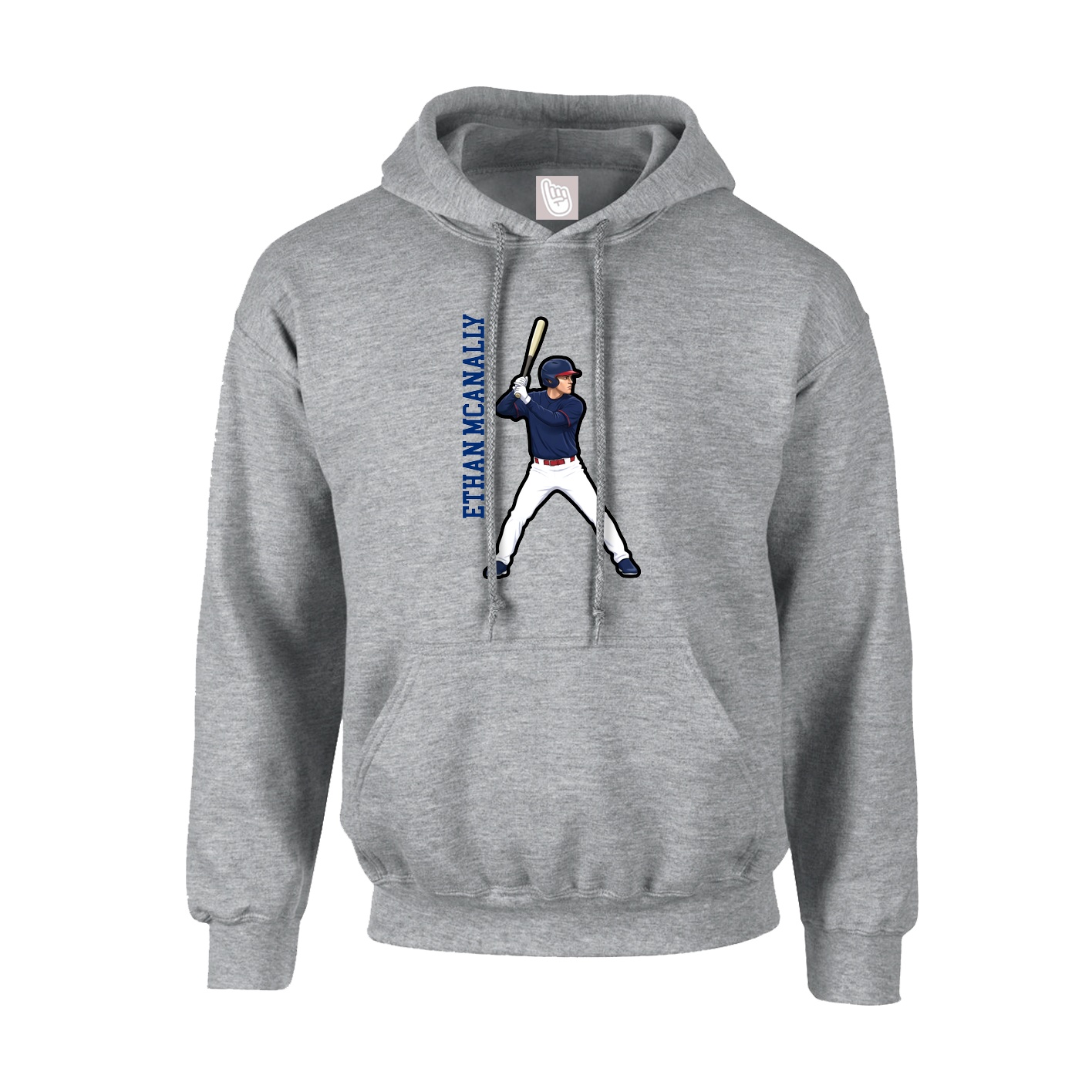 Hoodie — Name Vertical in Grey