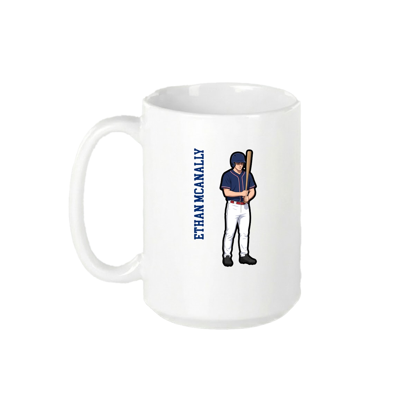 15oz Coffee Mug — Name Vertical in White