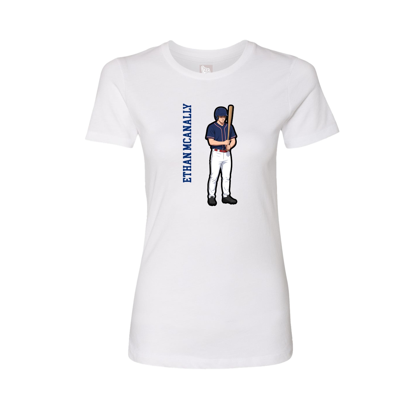 Fitted Women's Tee — Name Vertical in White