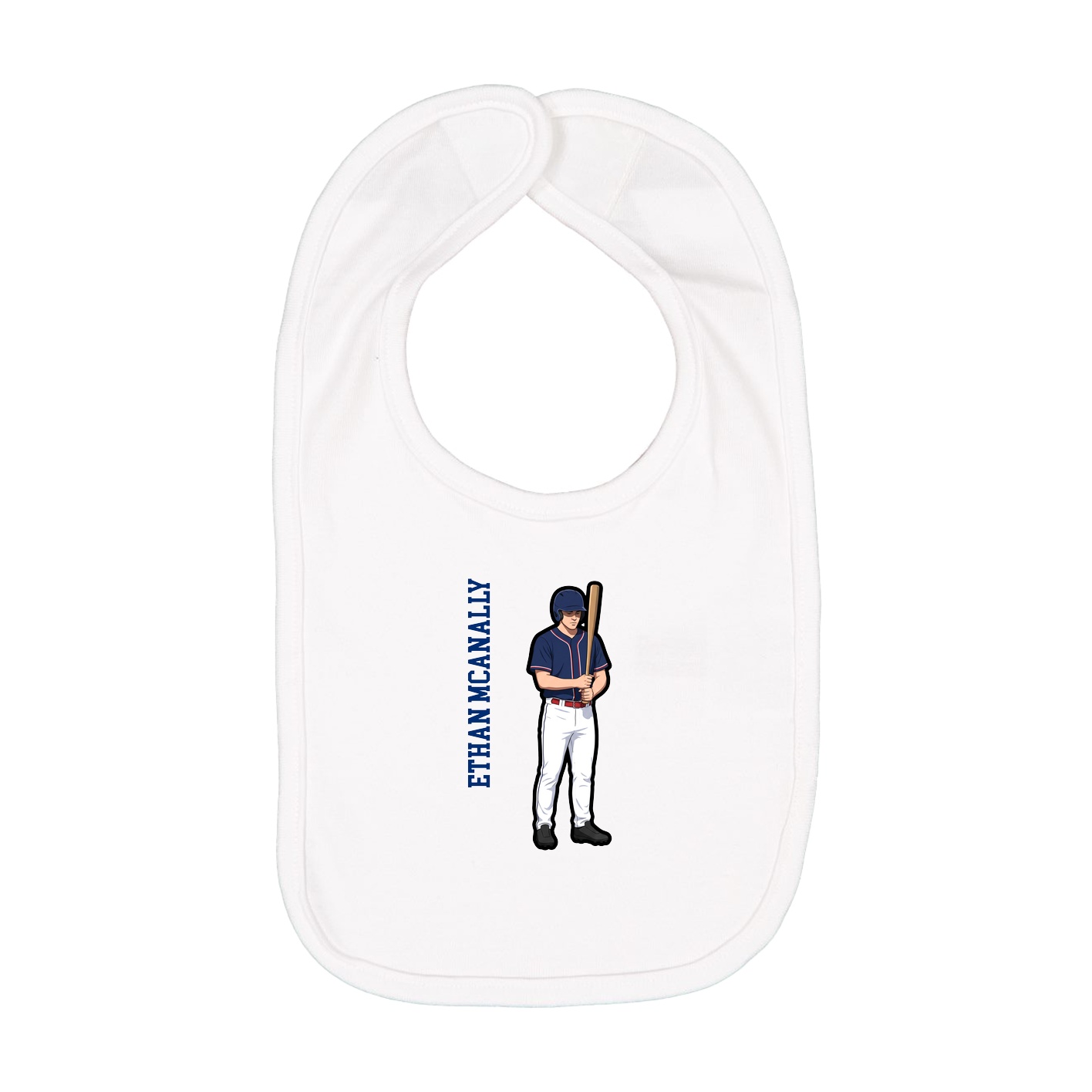 Infant Bib — Name Vertical in White