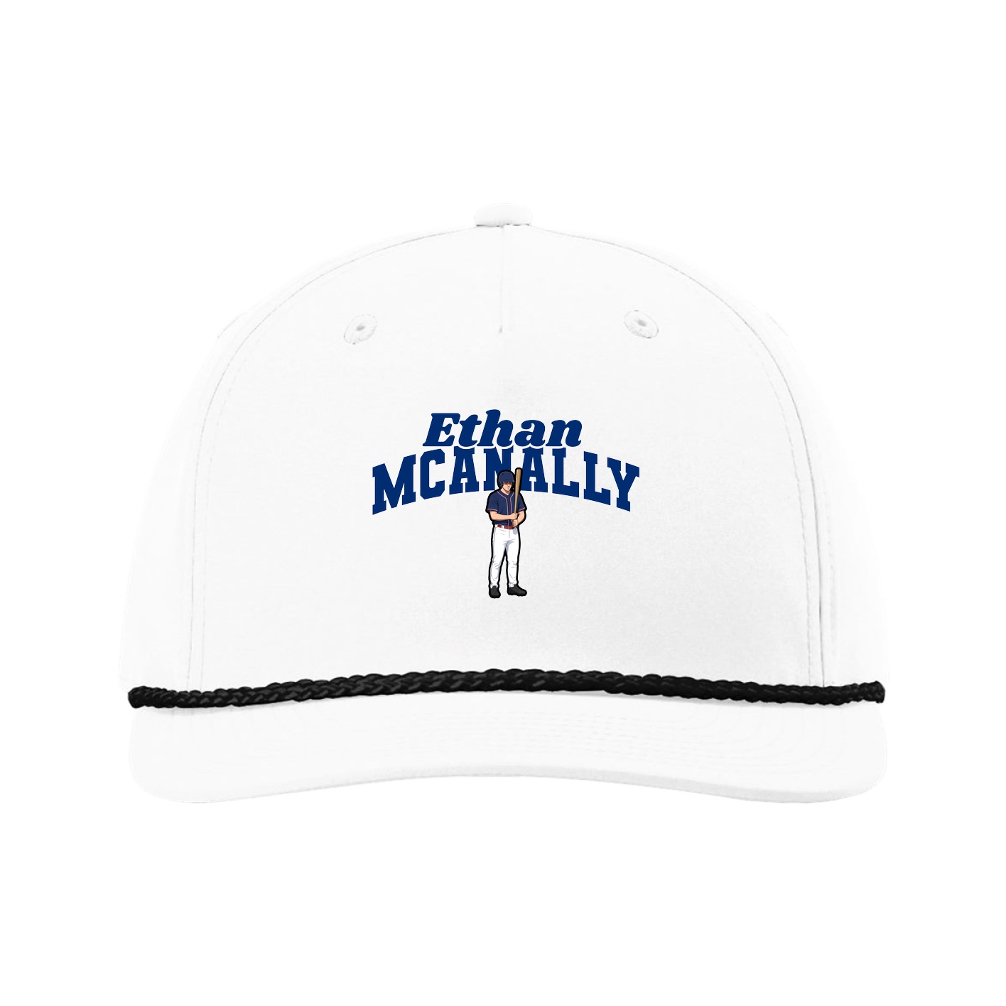 Five-Panel Classic Rope Cap — Signature Arch in White