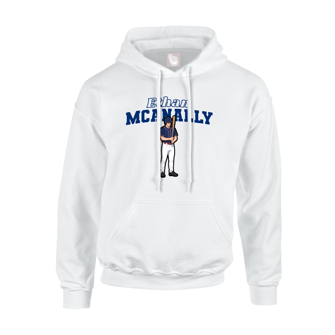 Youth Hoodie — Name Arch in White