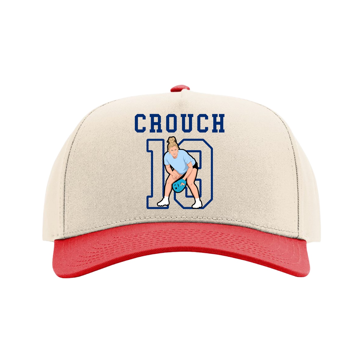 Full Fabric Five-Panel Champ Cap — Shirsey in Cream/Red