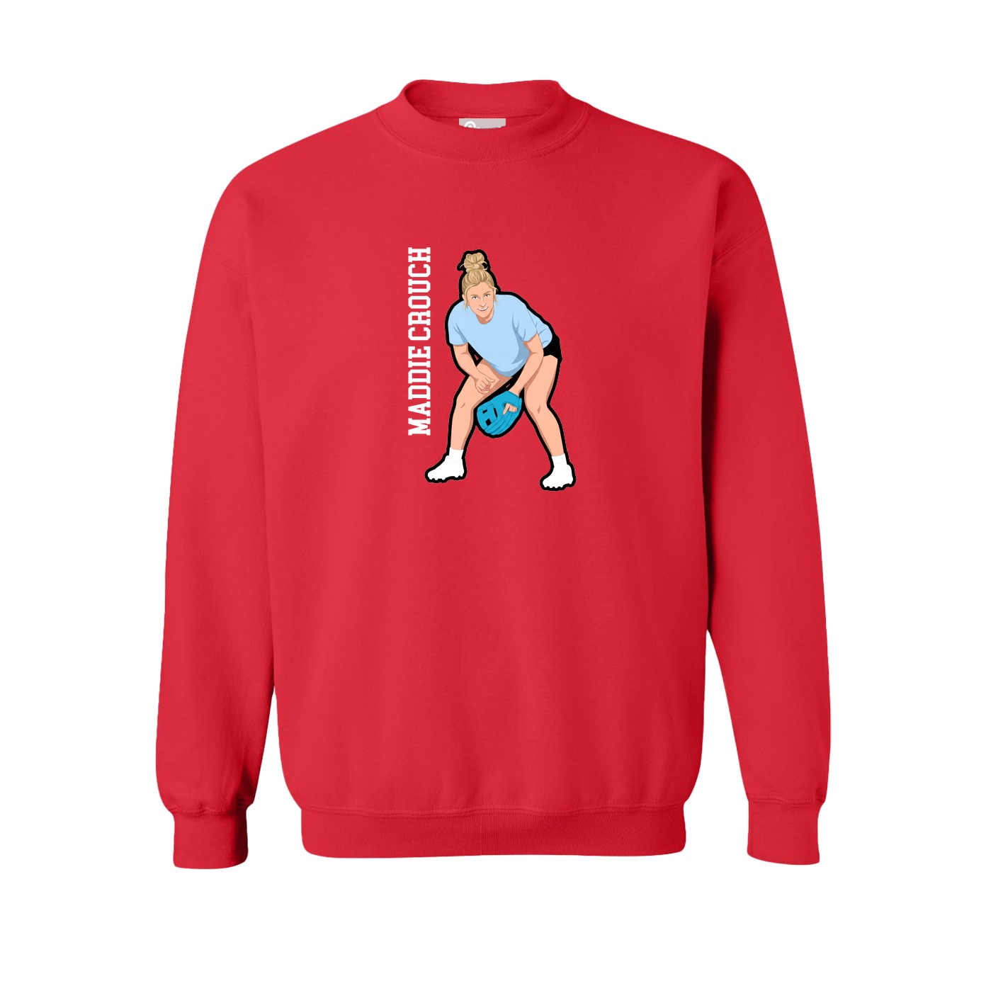 Fleece Crew — Name Vertical in Red