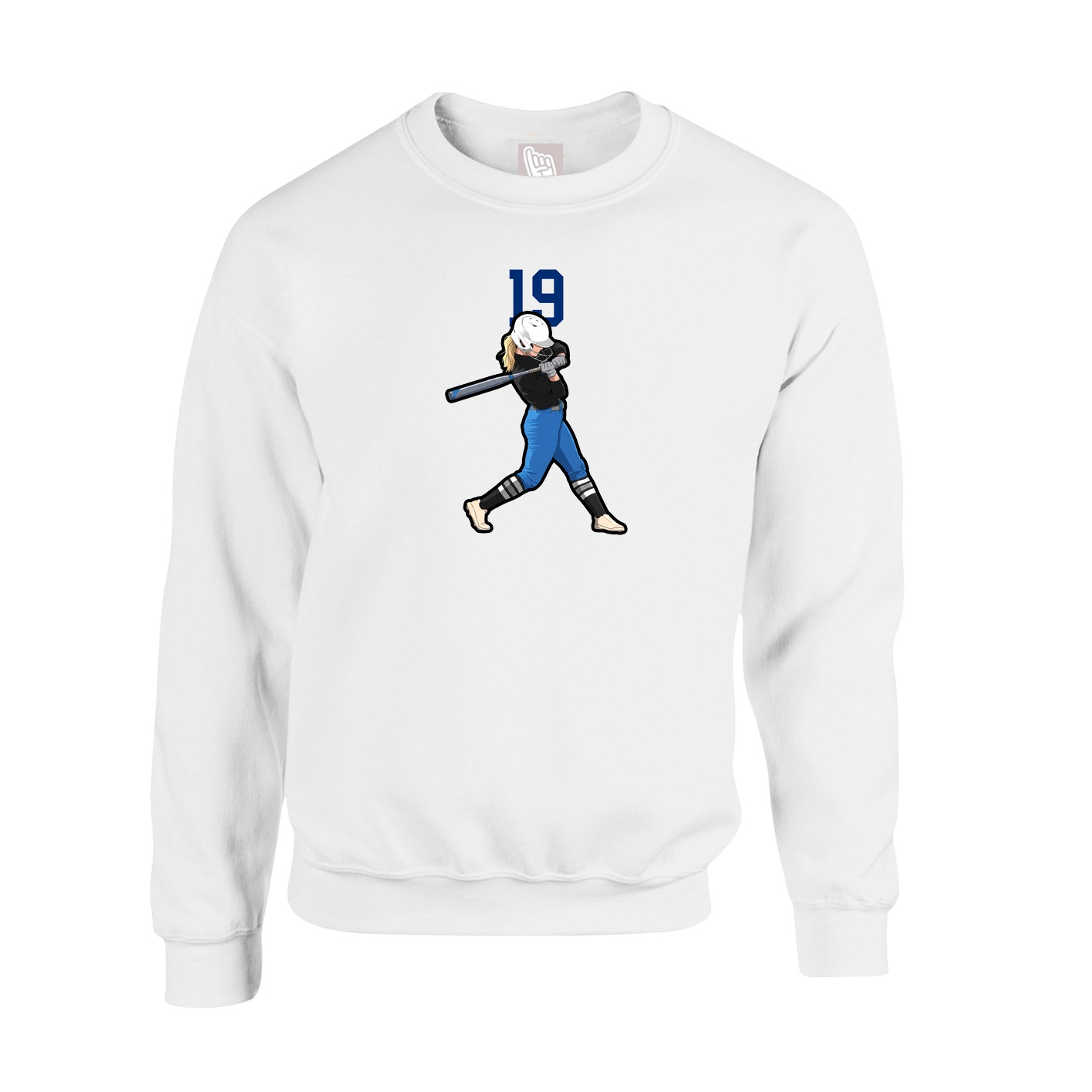 Fleece Crew — Number Top in White
