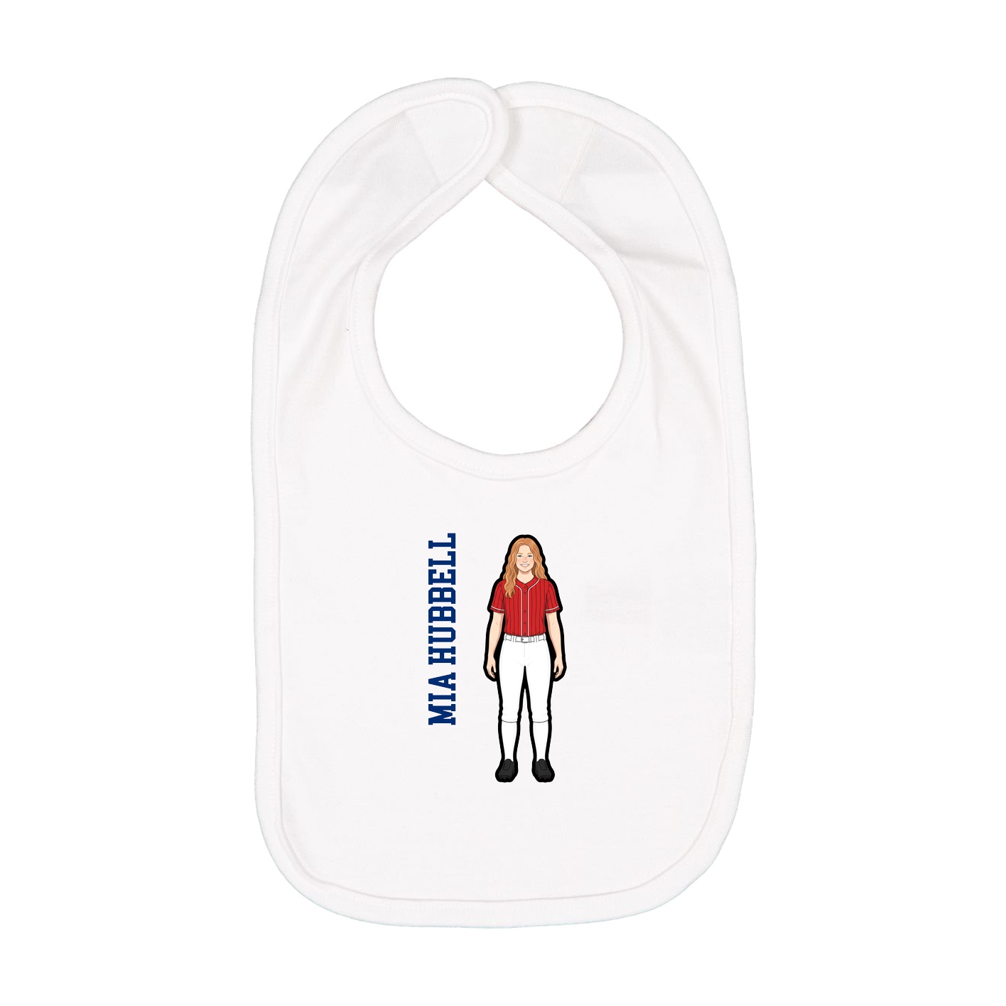 Infant Bib — Name Vertical in White