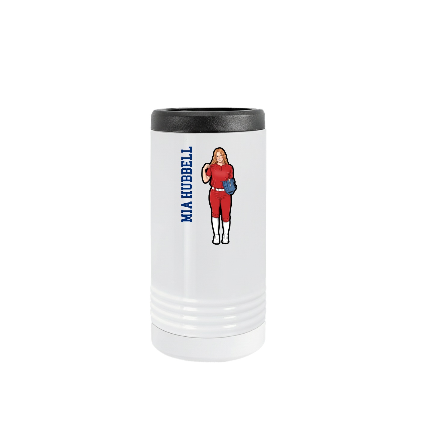 Slim Beverage Holder — Name Vertical in White