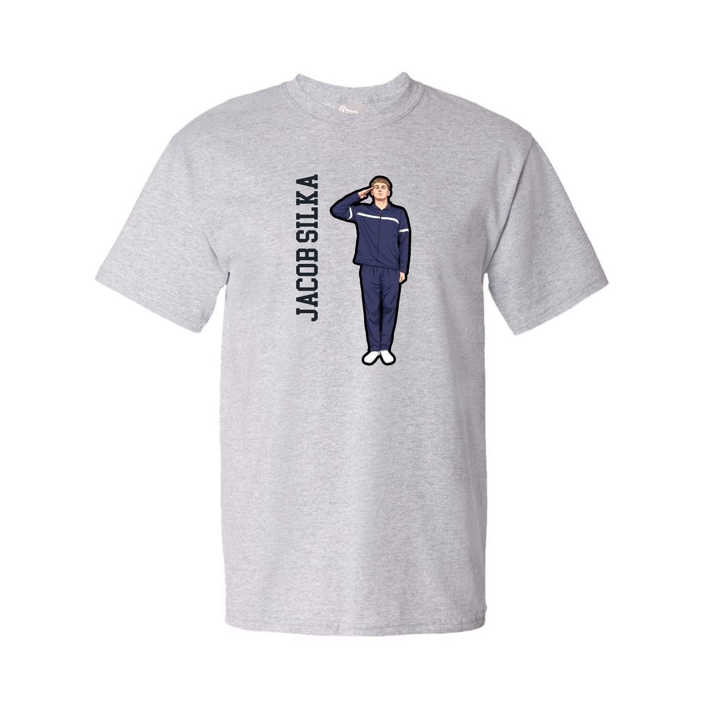Youth Tee — Name Vertical in Grey