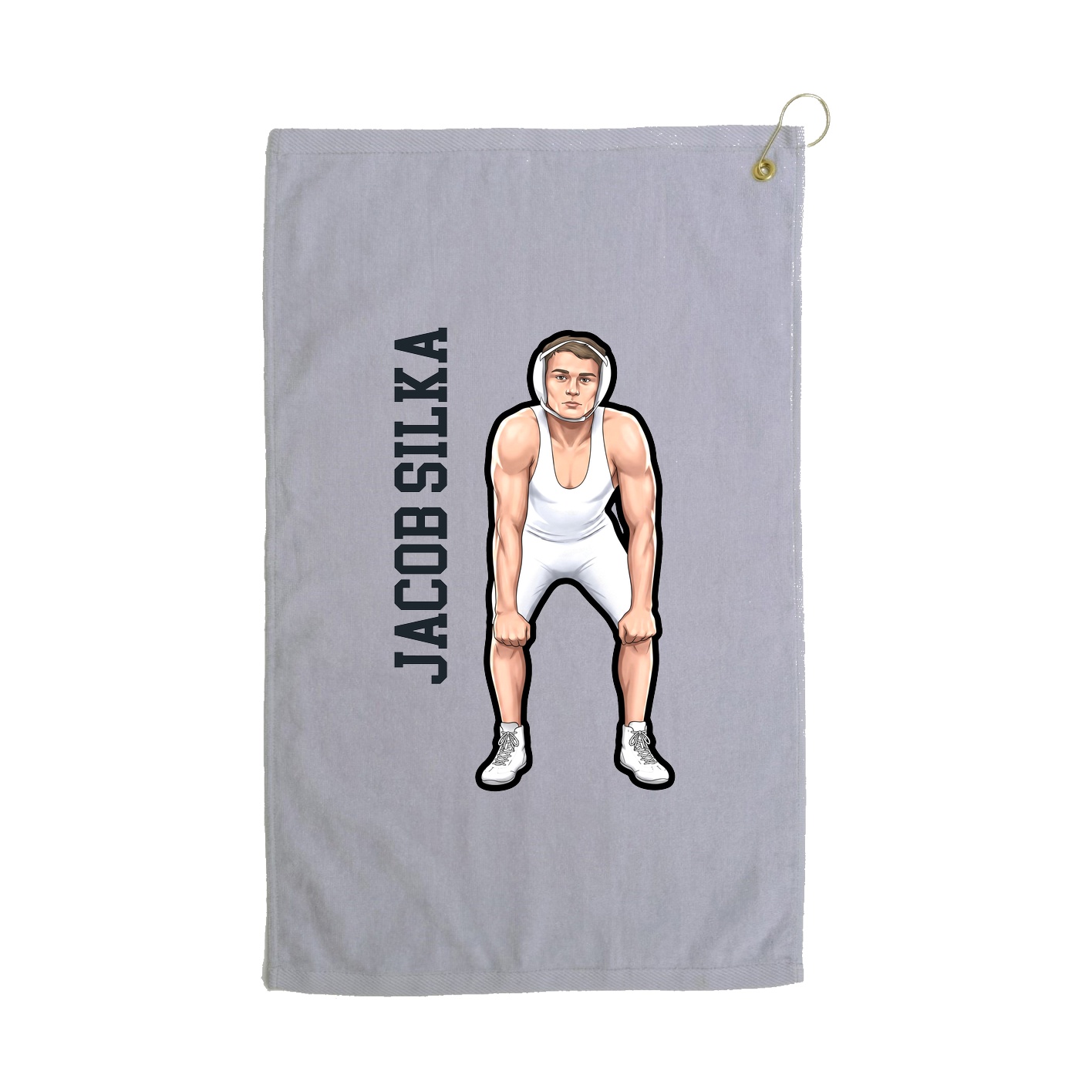 Golf Towel — Name Vertical in Grey