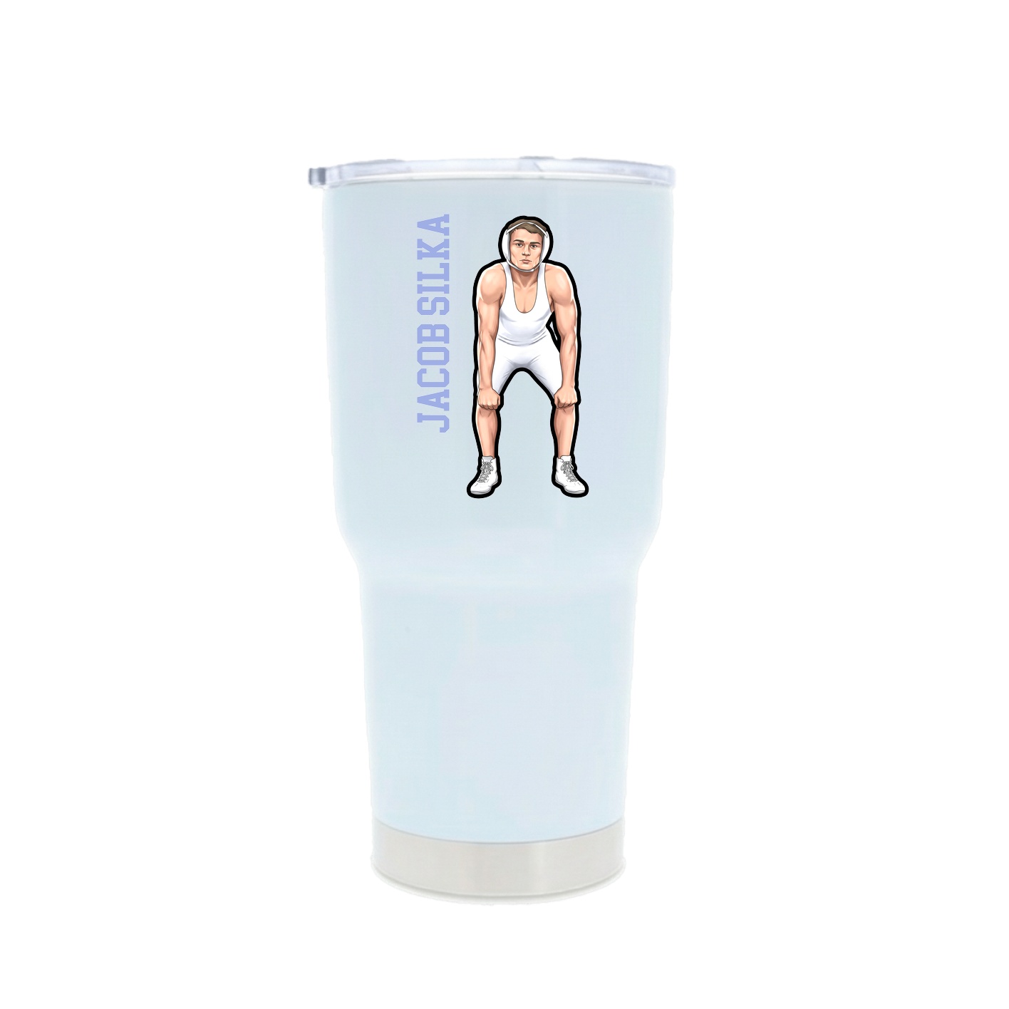 30oz Stainless Steel Tumbler — Name Vertical in White