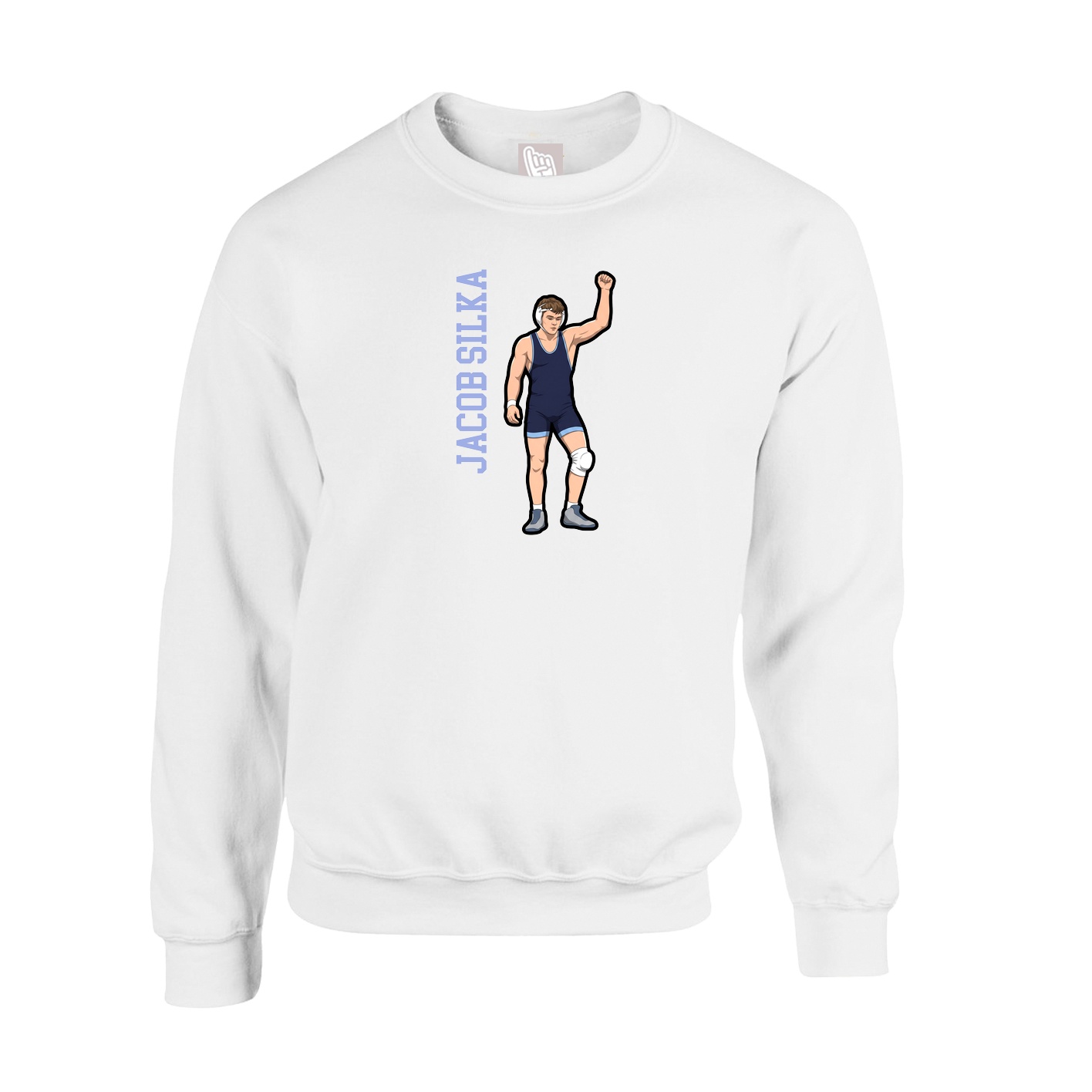 Fleece Crew — Name Vertical in White