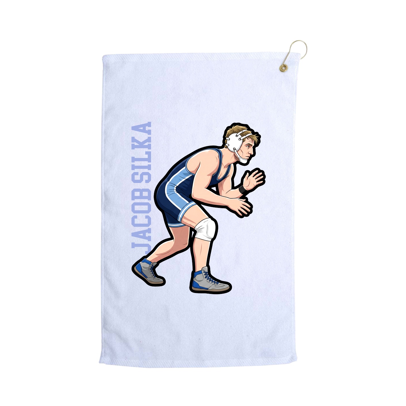 Golf Towel — Name Vertical in White
