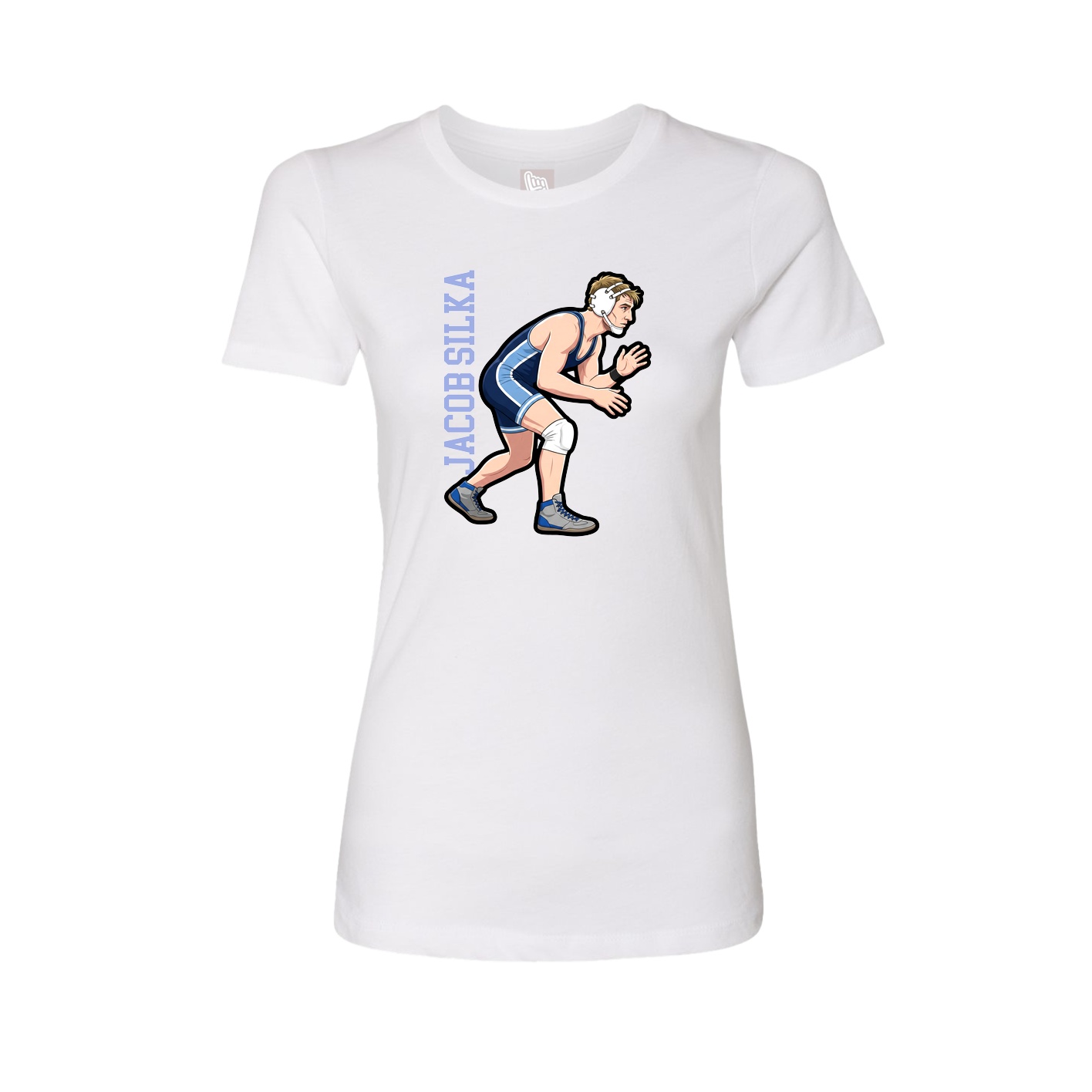 Womens Tee — Name Vertical in White