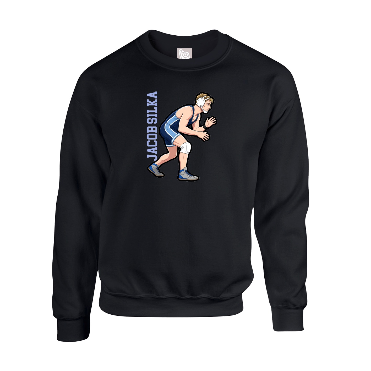 Fleece Crew — Name Vertical in Black