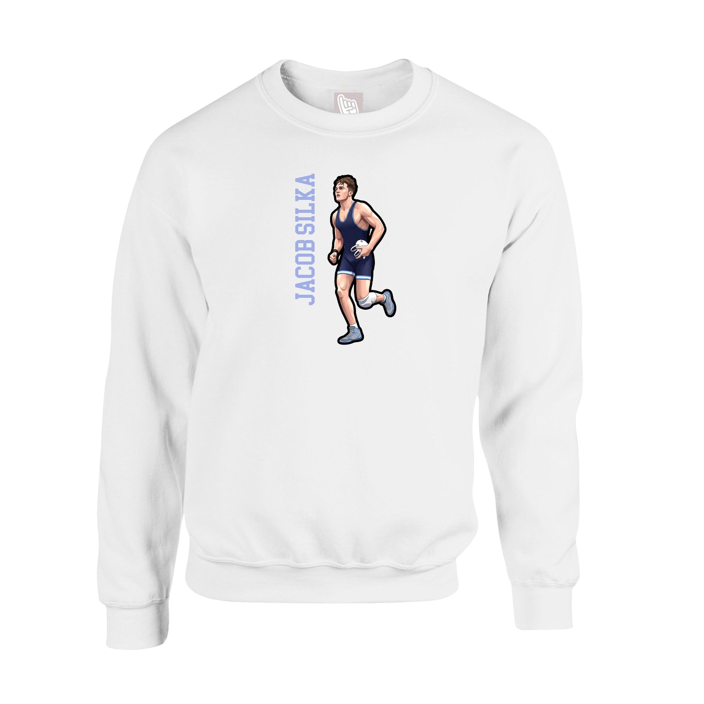 Fleece Crew — Name Vertical in White
