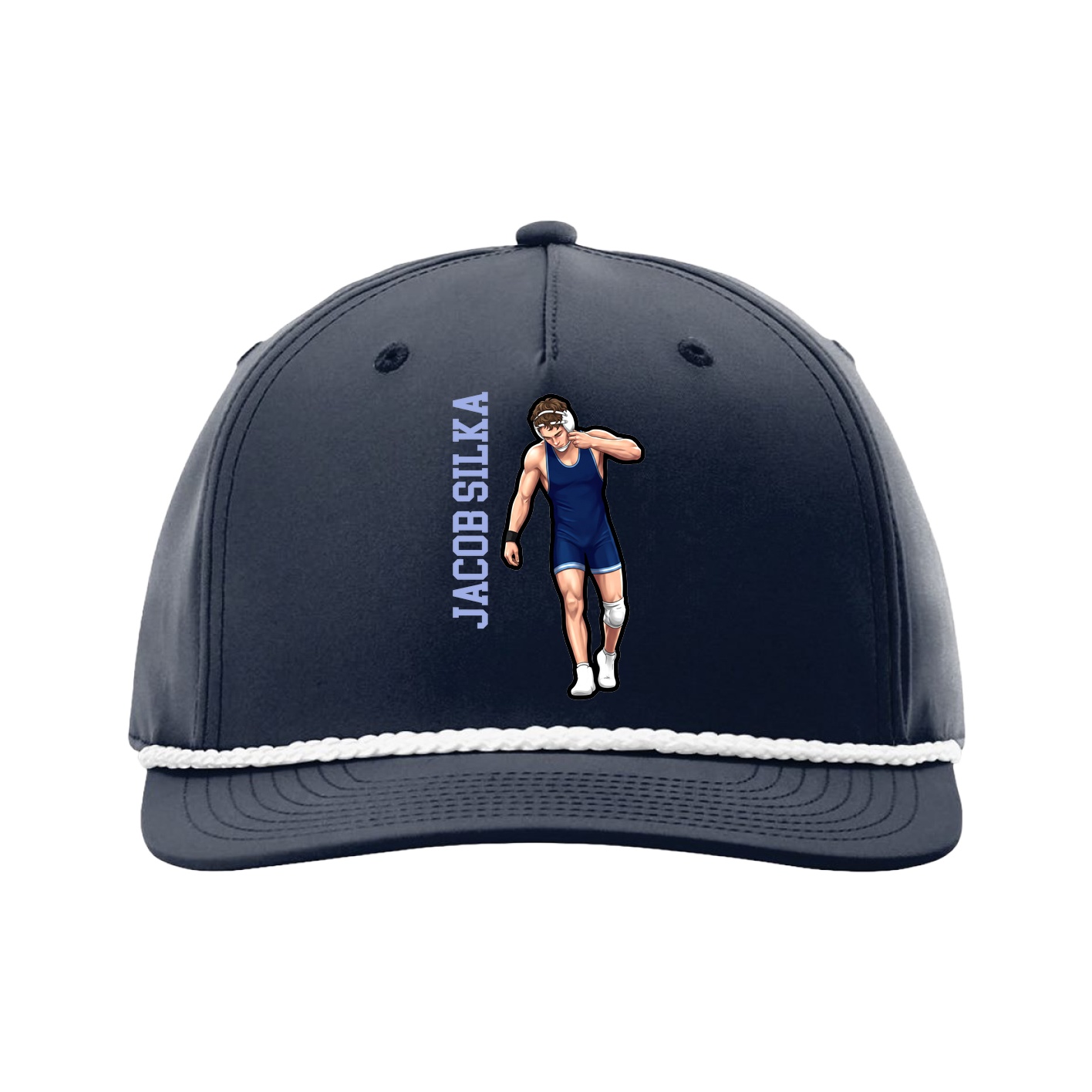 Five-Panel Classic Rope Cap — Name Vertical in Navy