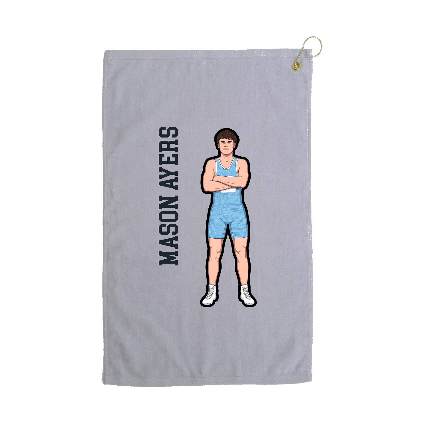 Golf Towel — Name Vertical in Grey