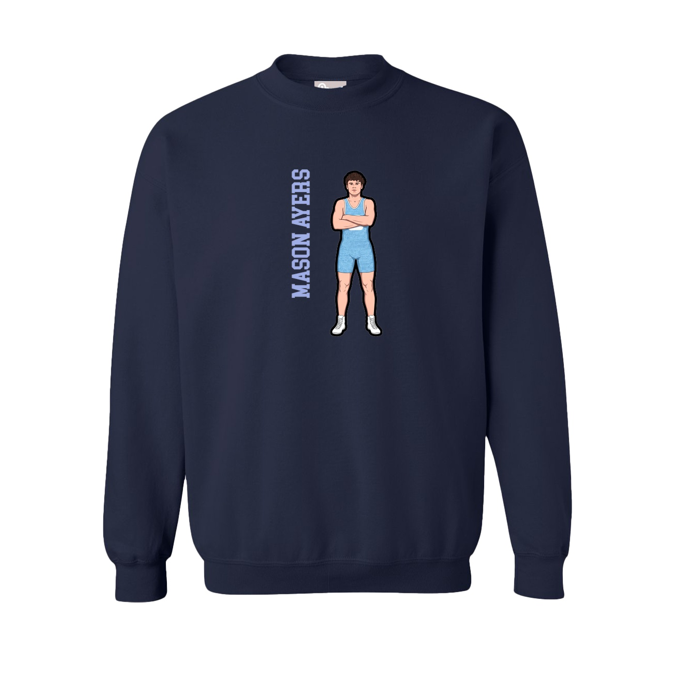 Fleece Crew — Name Vertical in Navy