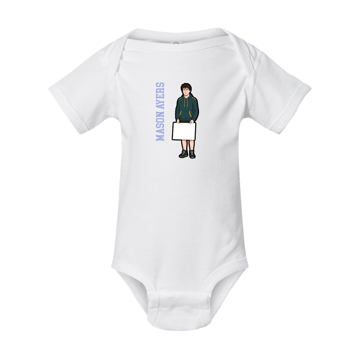 Baby Onesie — Name Vertical in White