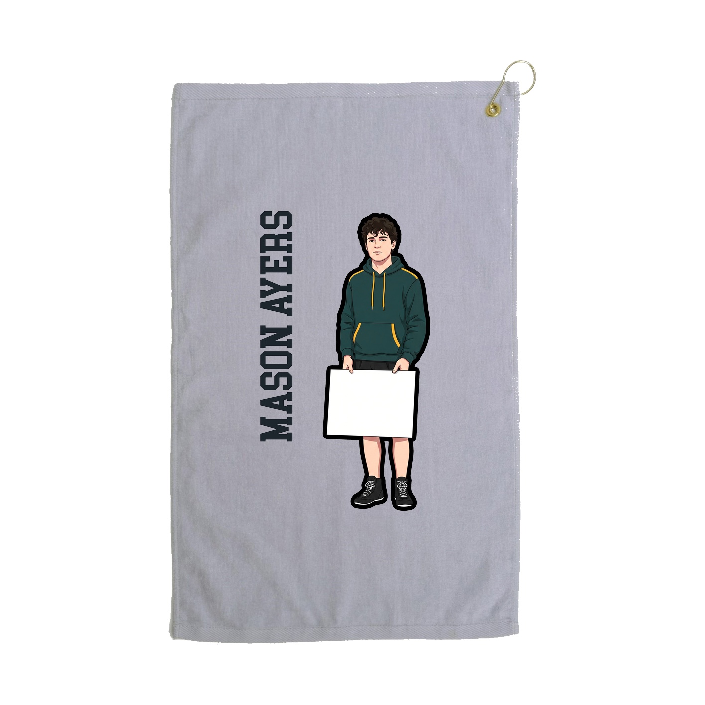 Golf Towel — Name Vertical in Grey