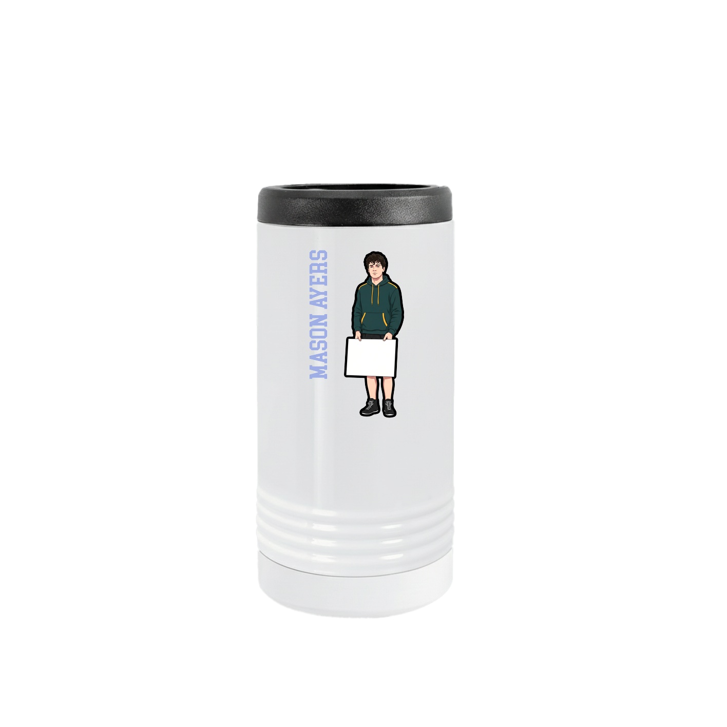 Slim Beverage Holder — Name Vertical in White