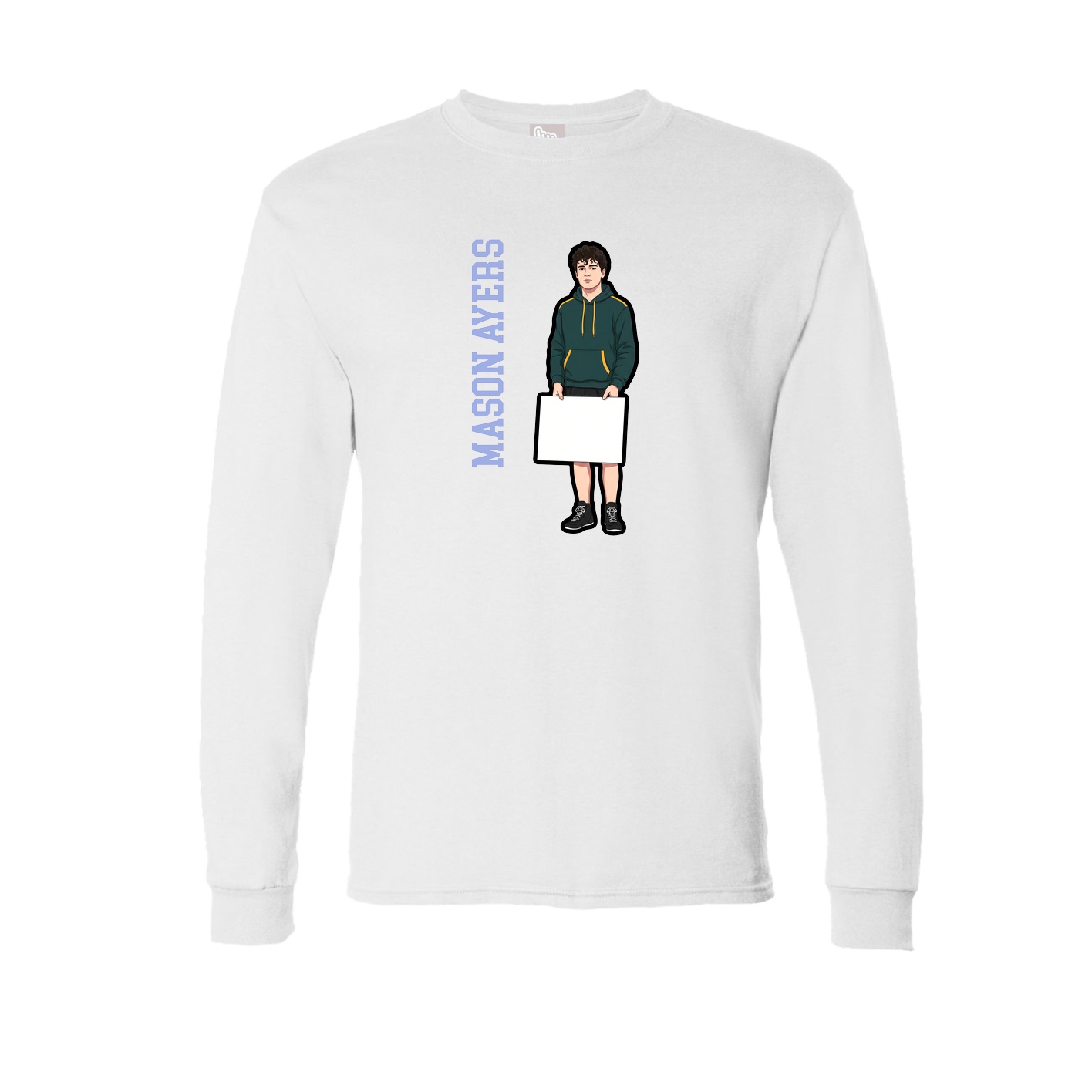 Long Sleeve Tee — Name Vertical in White