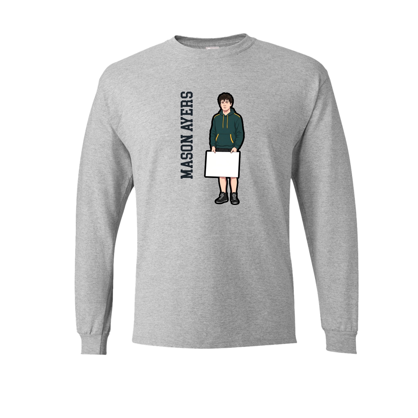 Long Sleeve Tee — Name Vertical in Grey