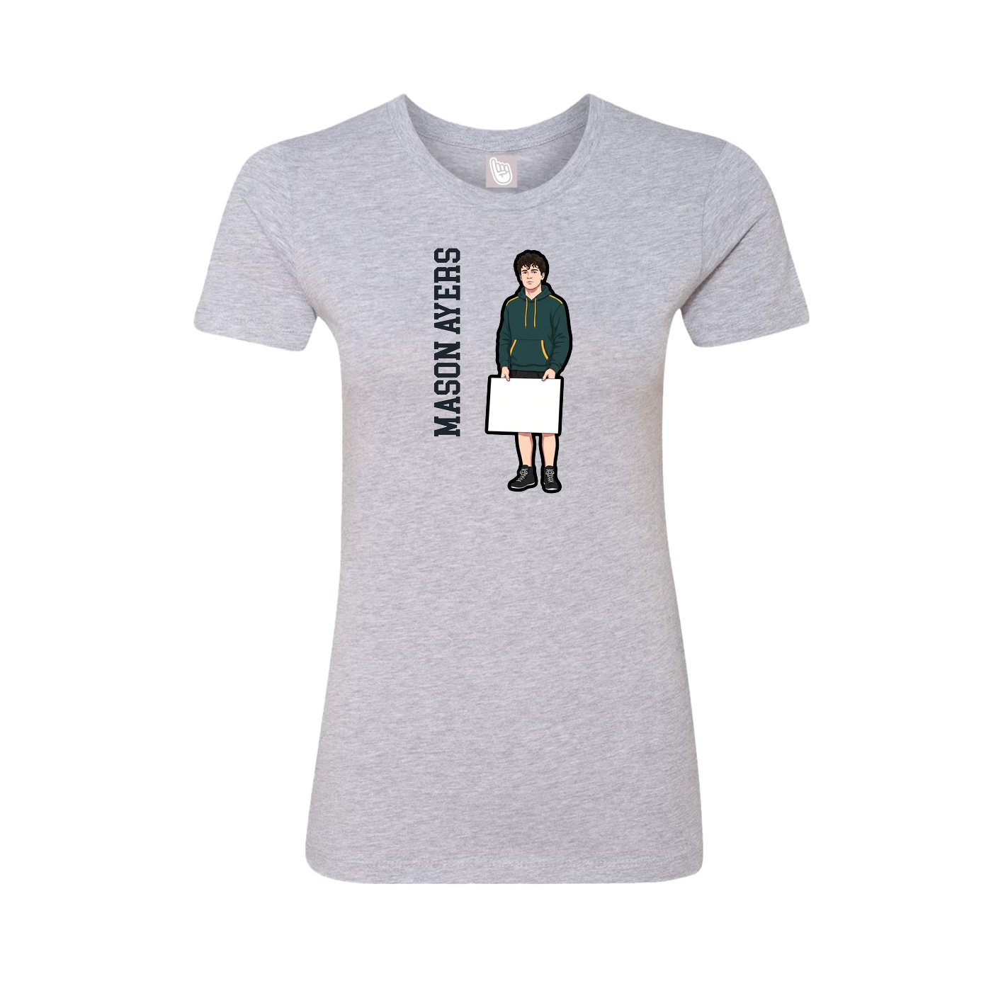 Womens Tee — Name Vertical in Grey